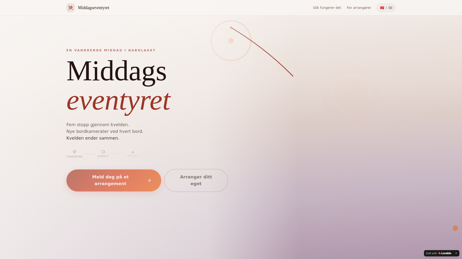 website screenshot of https://middagseventyret.no/