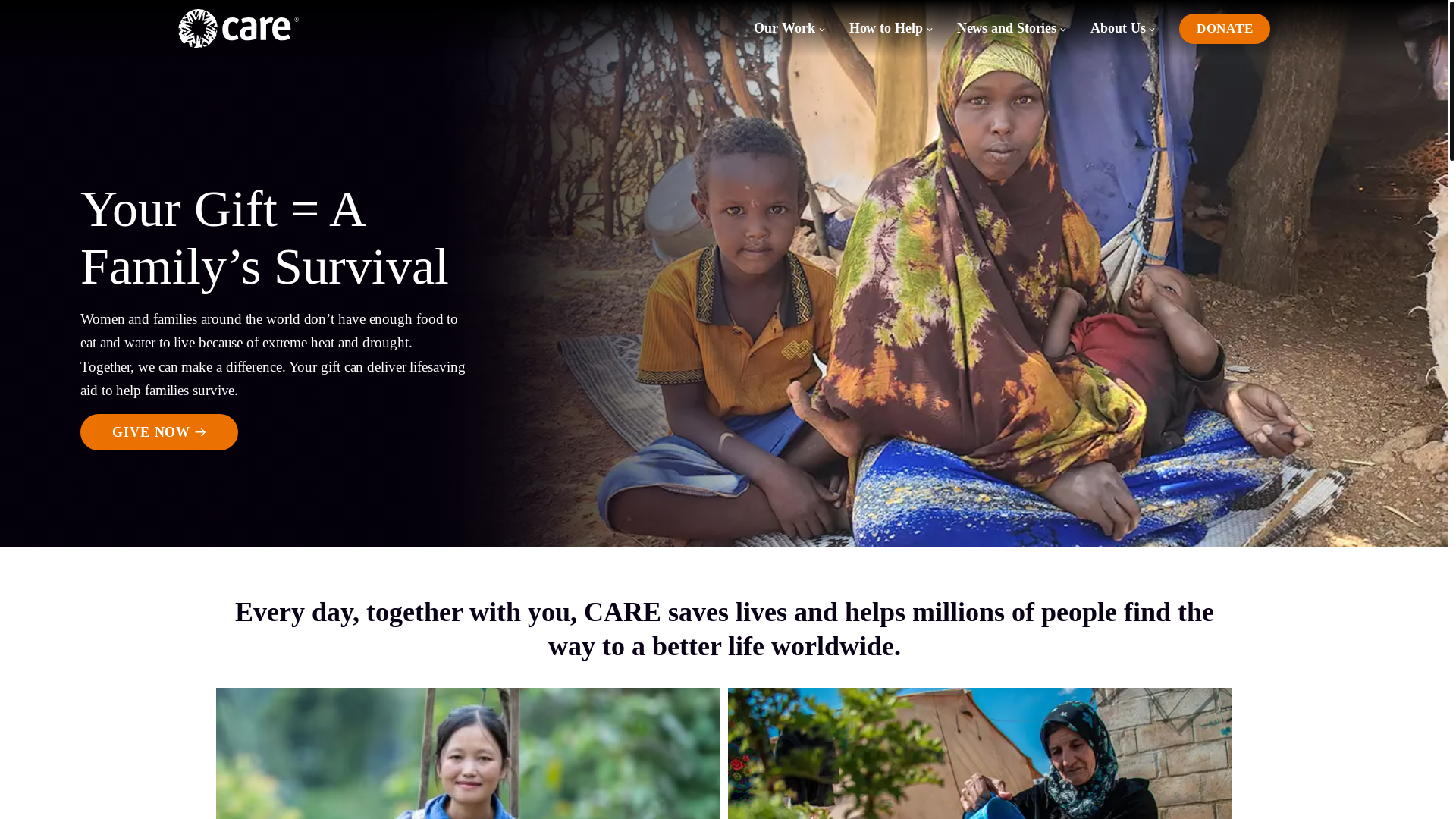 website screenshot of https://care.org