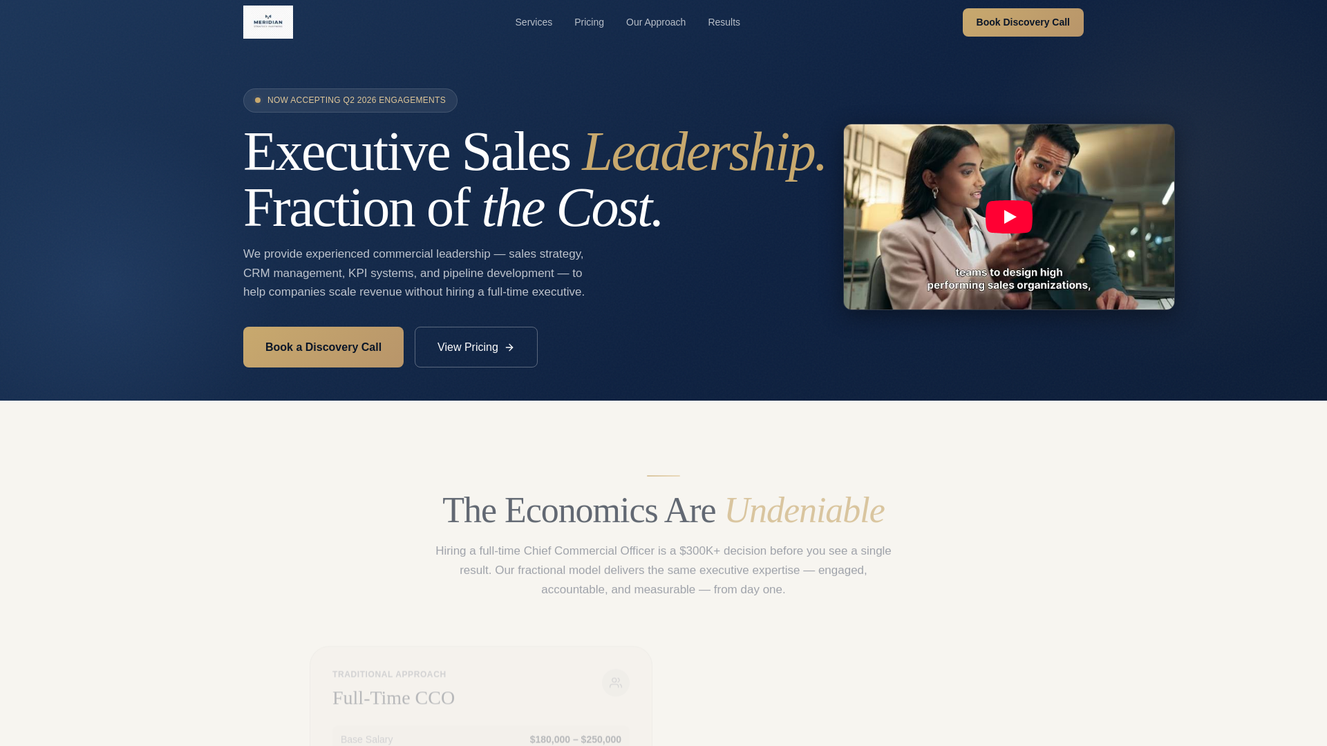 website screenshot of https://meridianstrategypartners.com/