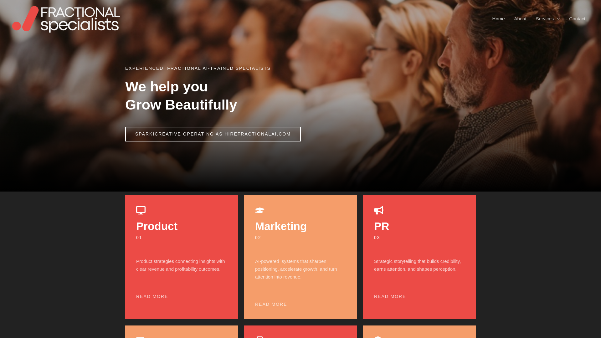 website screenshot of https://hirefractionalai.com/