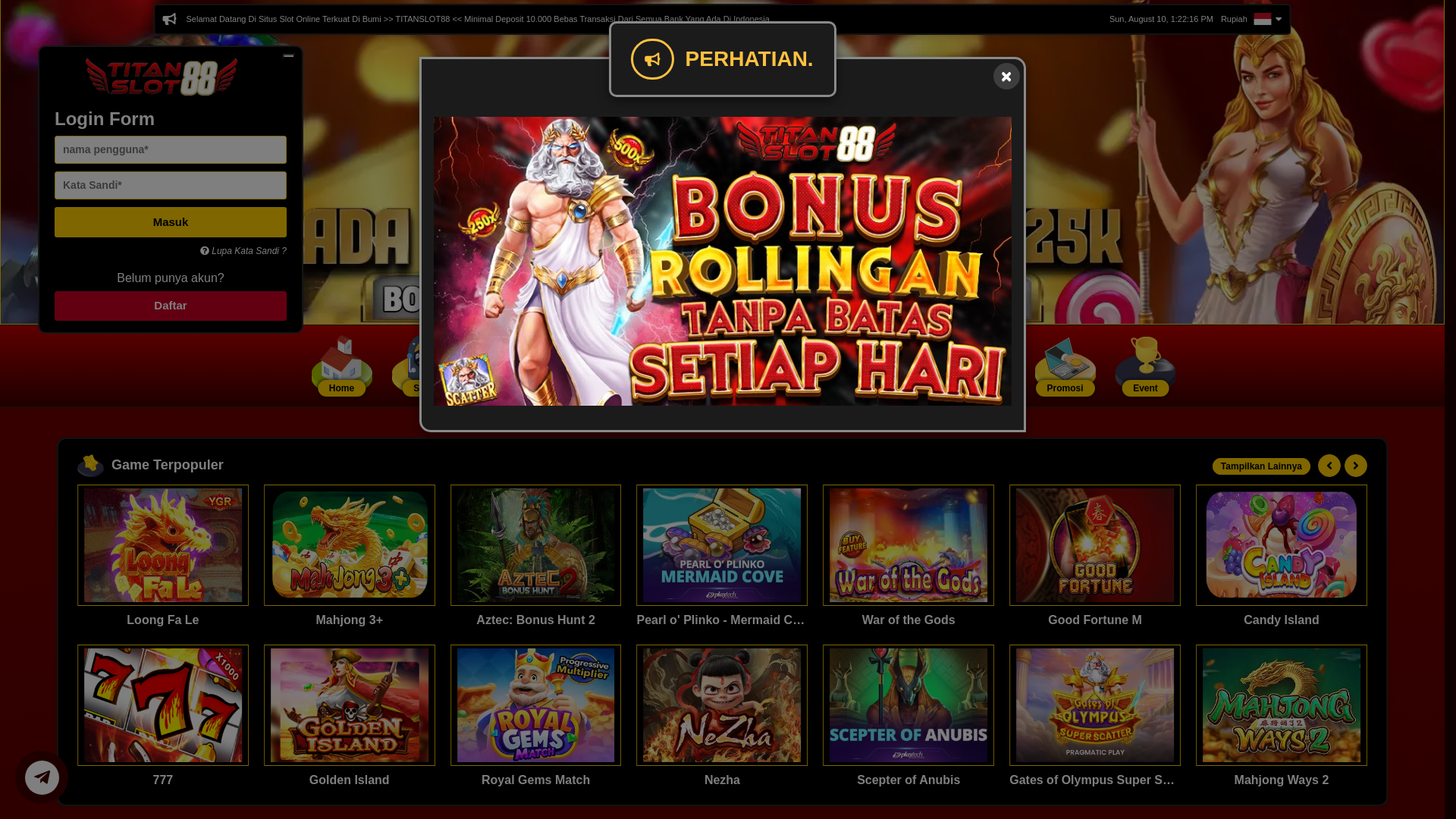 website screenshot of https://titanslot88a.bond/