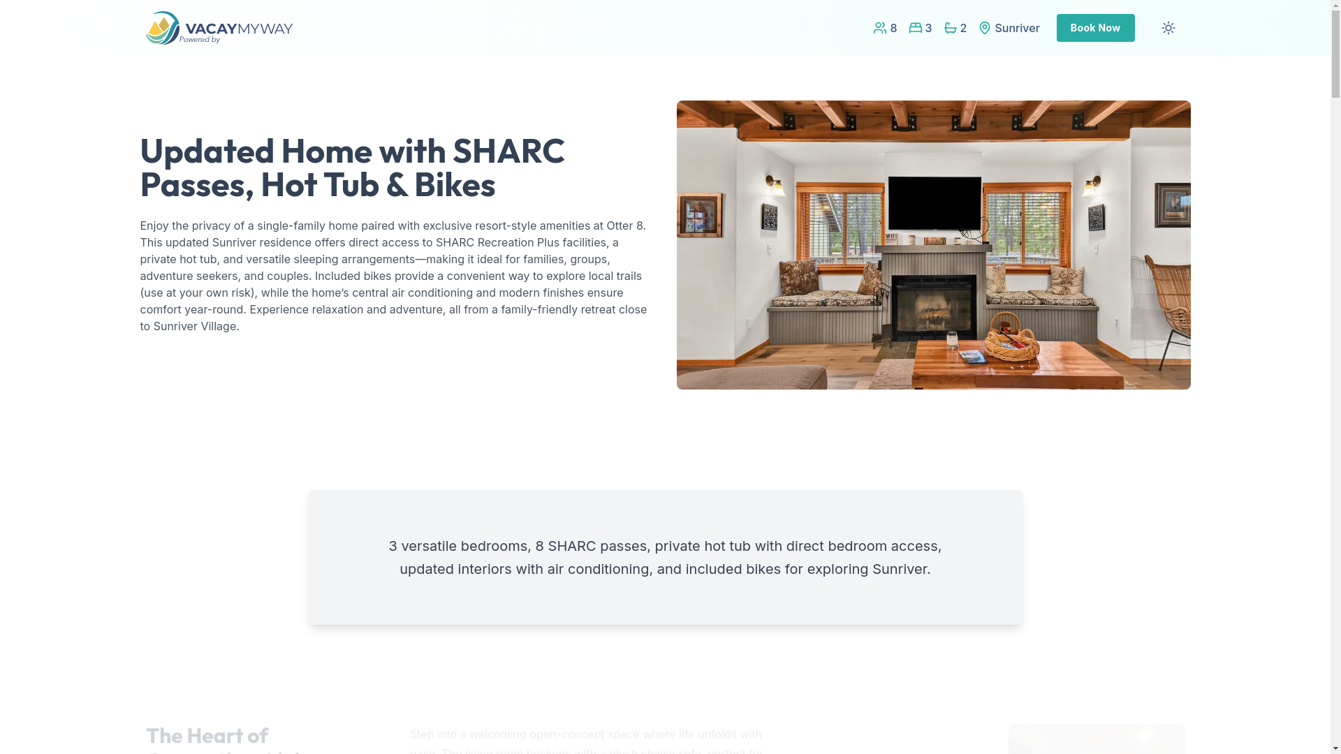website screenshot of https://blissotter.vacations/