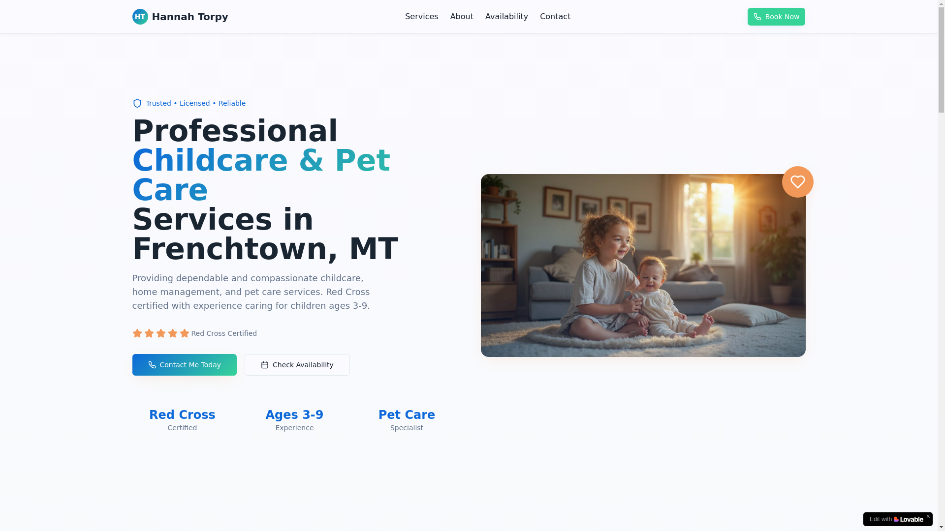 website screenshot of https://hannahtorpy.com/