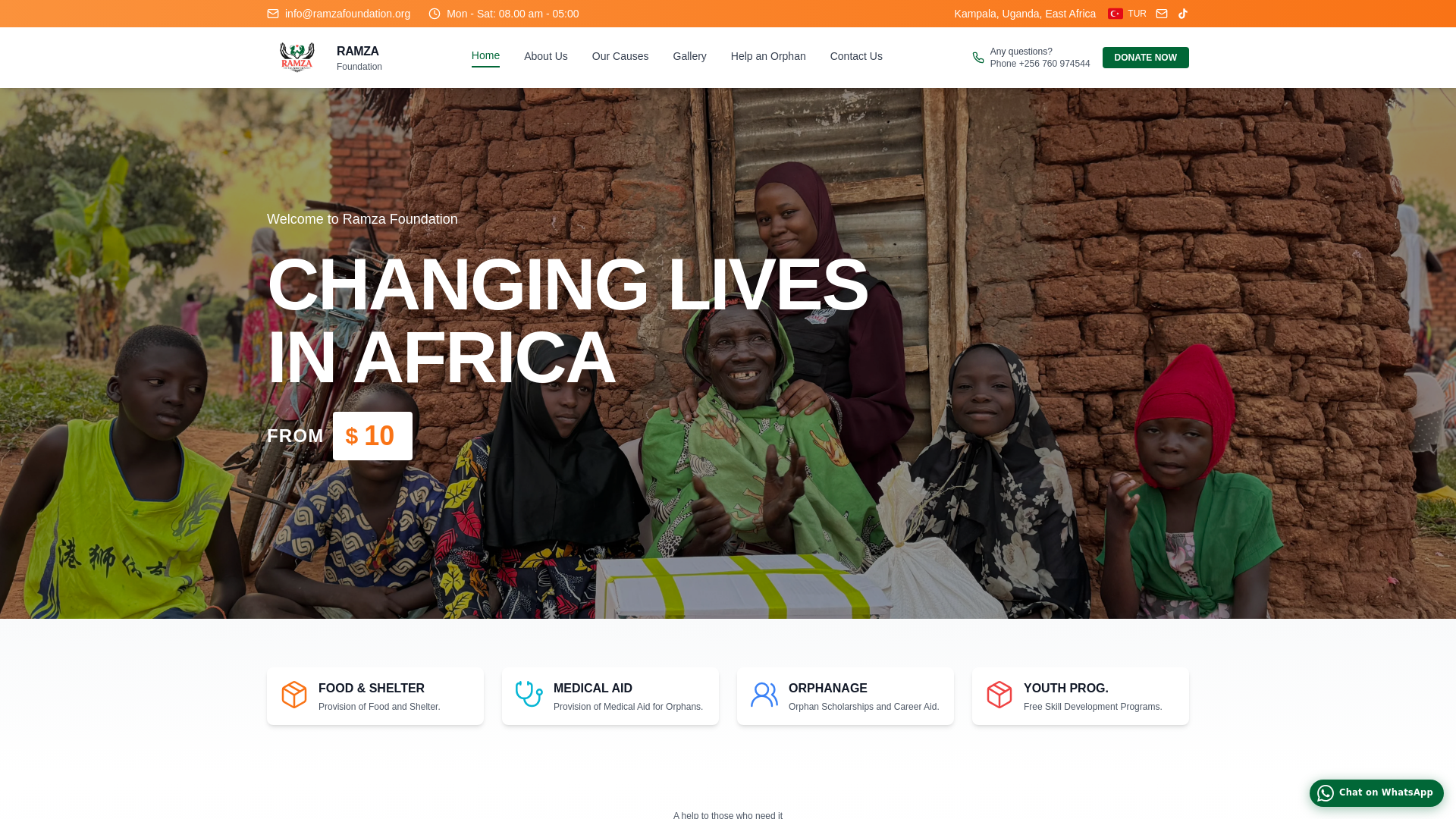 website screenshot of https://ramzafoundation.org/