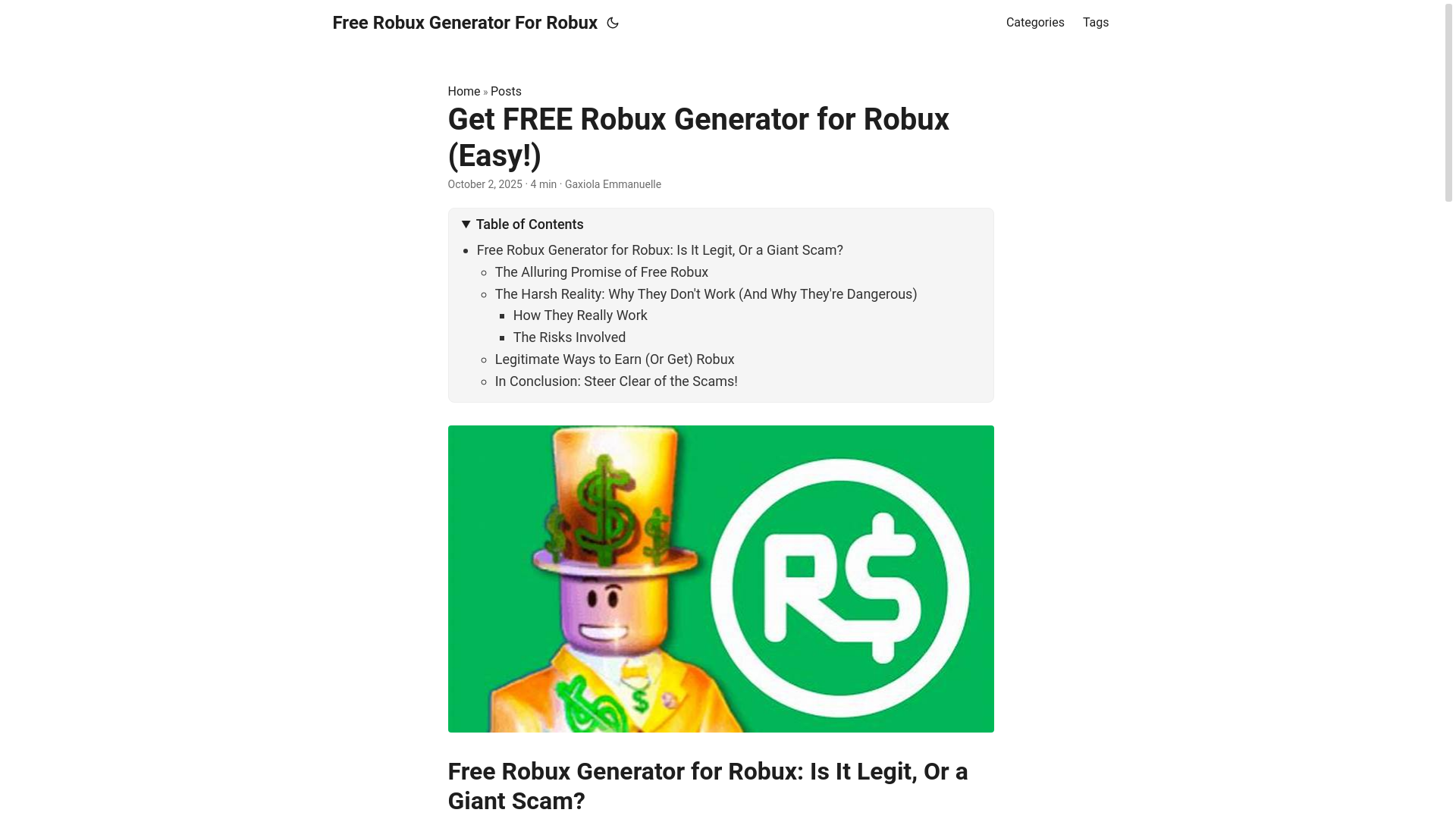 website screenshot of https://free-robux-generator-for-robux.pages.dev/