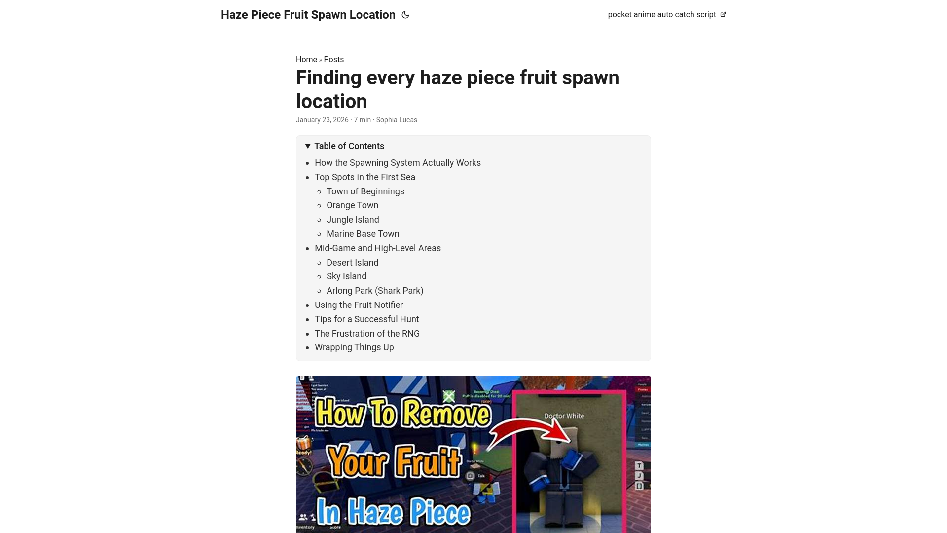 website screenshot of https://haze-piece-fruit-spawn-location.pages.dev/
