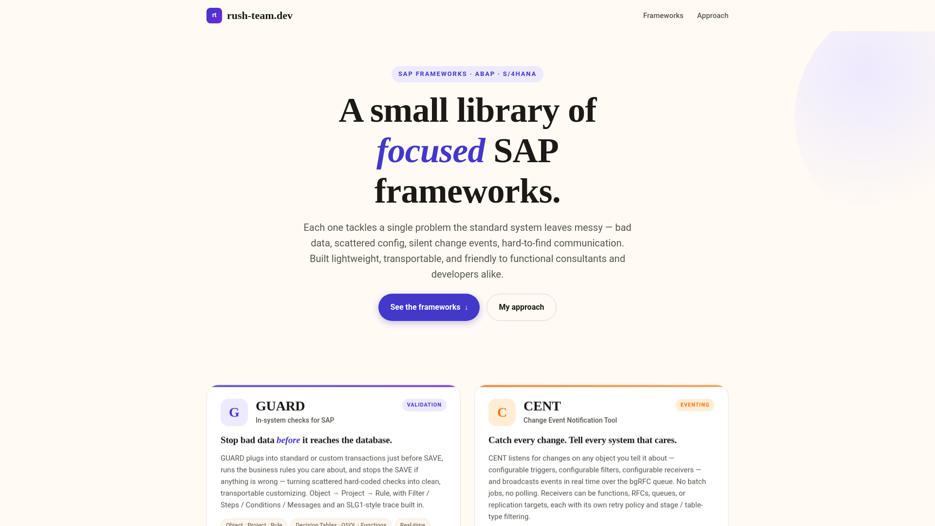 website screenshot of https://rush-team.dev/
