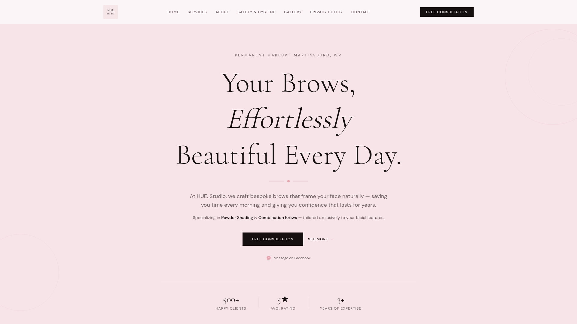 website screenshot of https://huestudiopmu.com