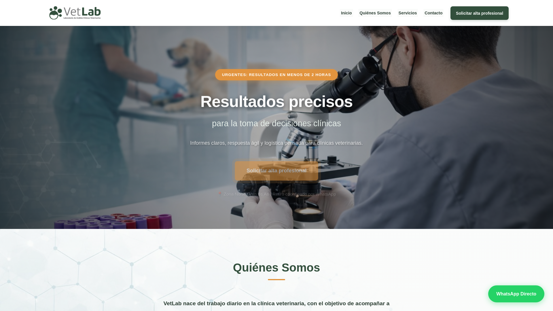 website screenshot of https://vetlabanalisis.com.ar