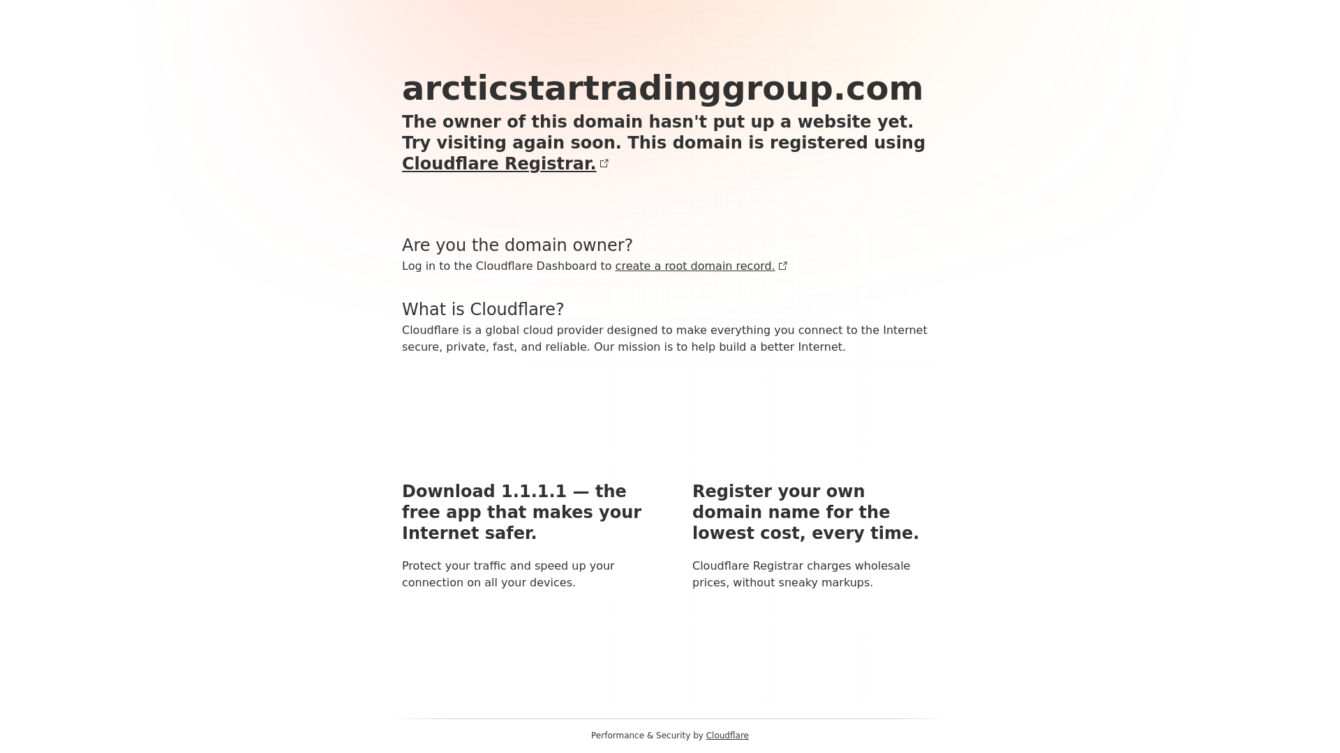 website screenshot of https://arcticstartradinggroup.com/