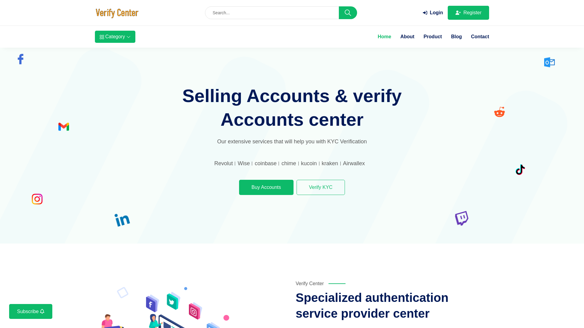 website screenshot of https://verifycenter.website