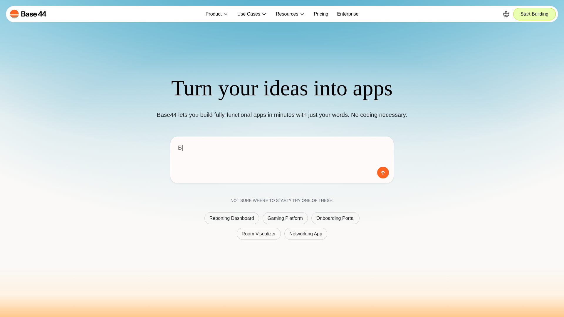 website screenshot of https://base44.com/
