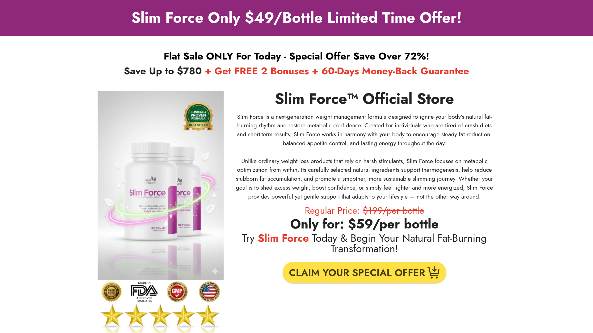 website screenshot of https://website-slimforce.com/