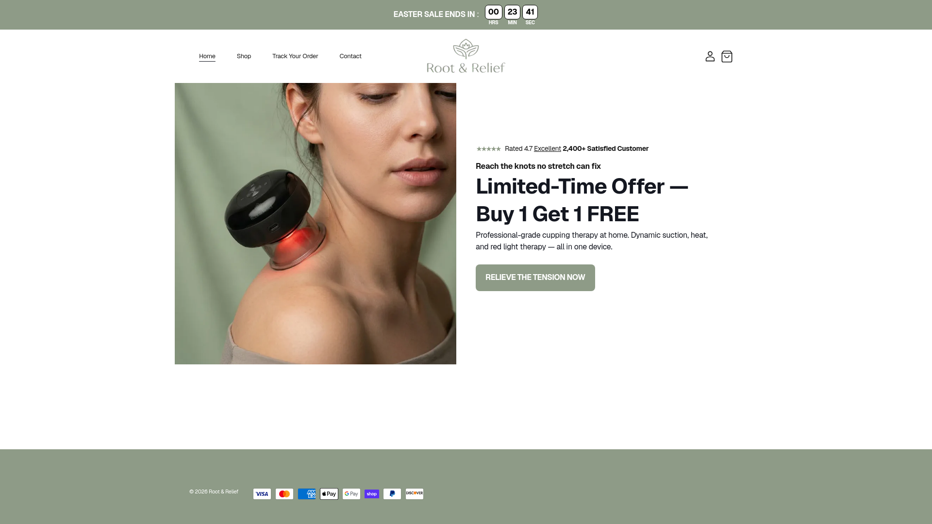 website screenshot of https://getrootrelief.com/