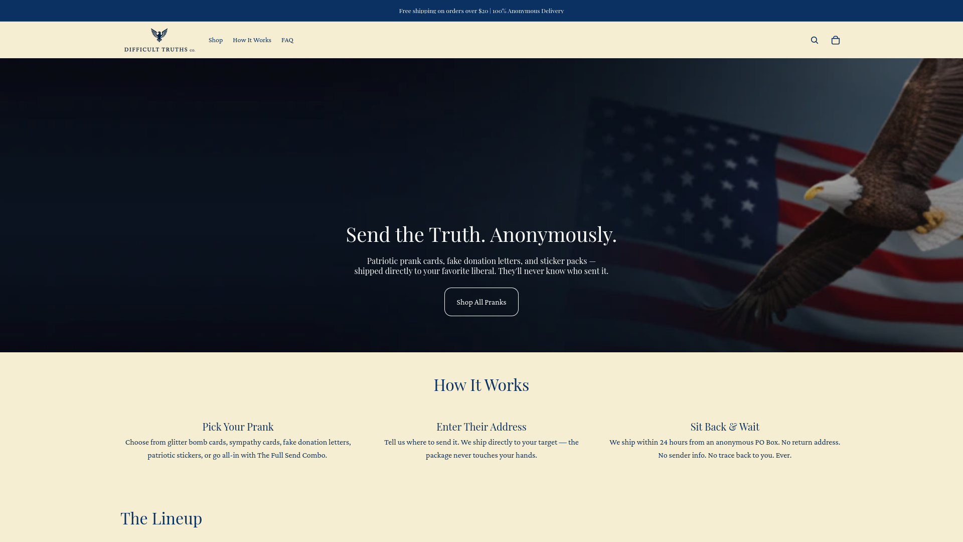 website screenshot of https://difficulttruths.co/