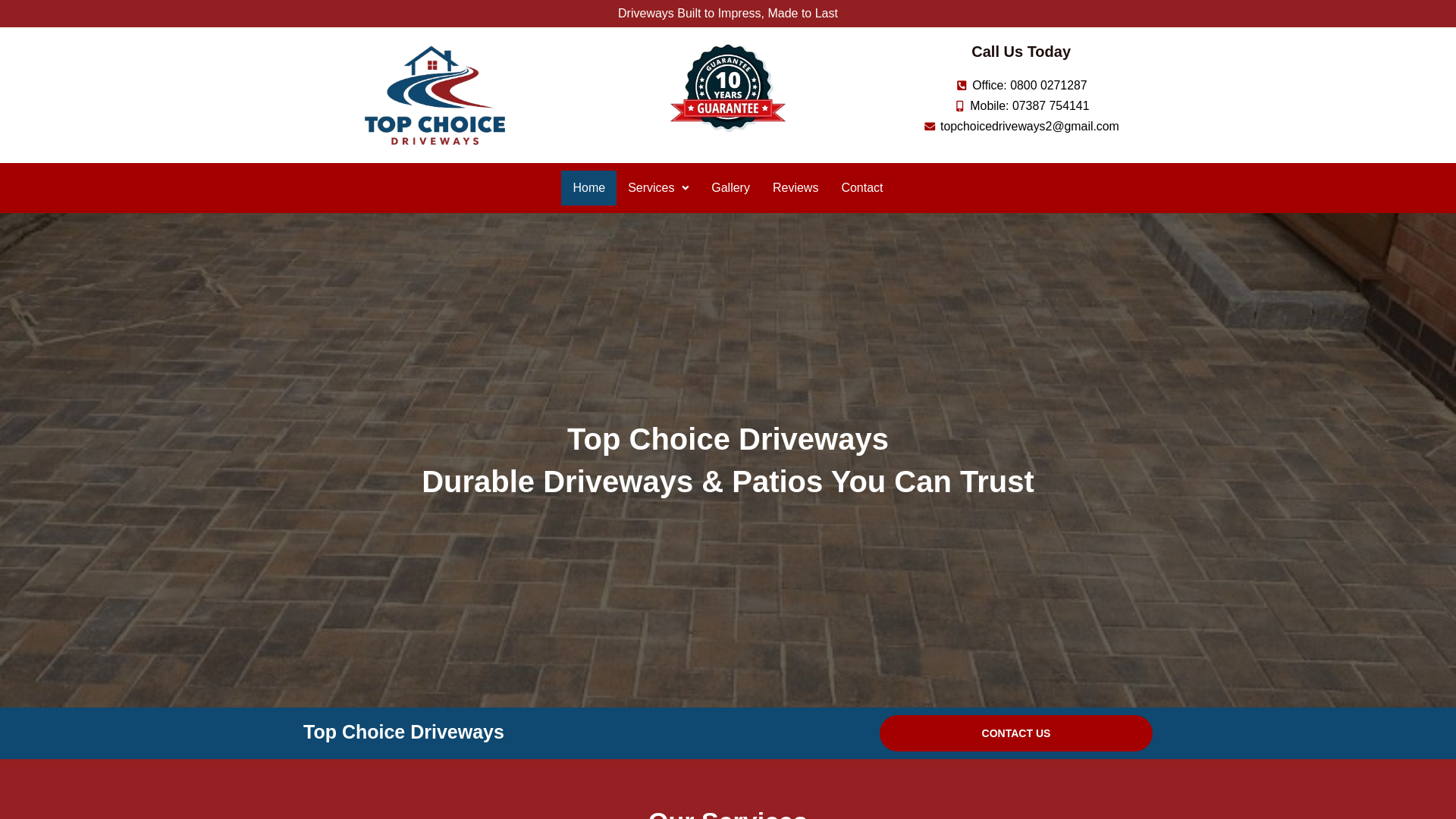 website screenshot of https://topchoice-driveways.co.uk/