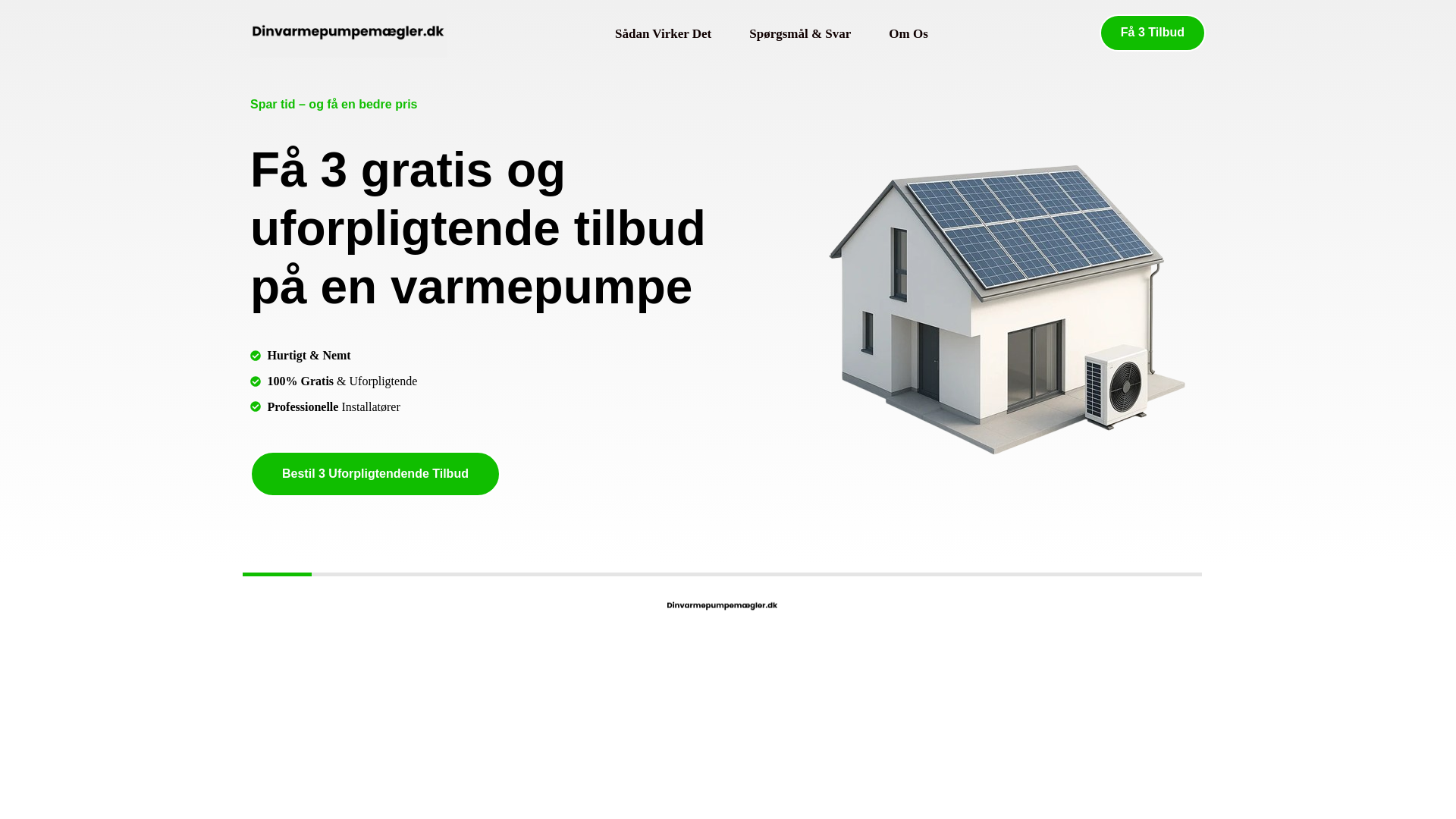 website screenshot of https://dinvarmepumpemaegler.dk/