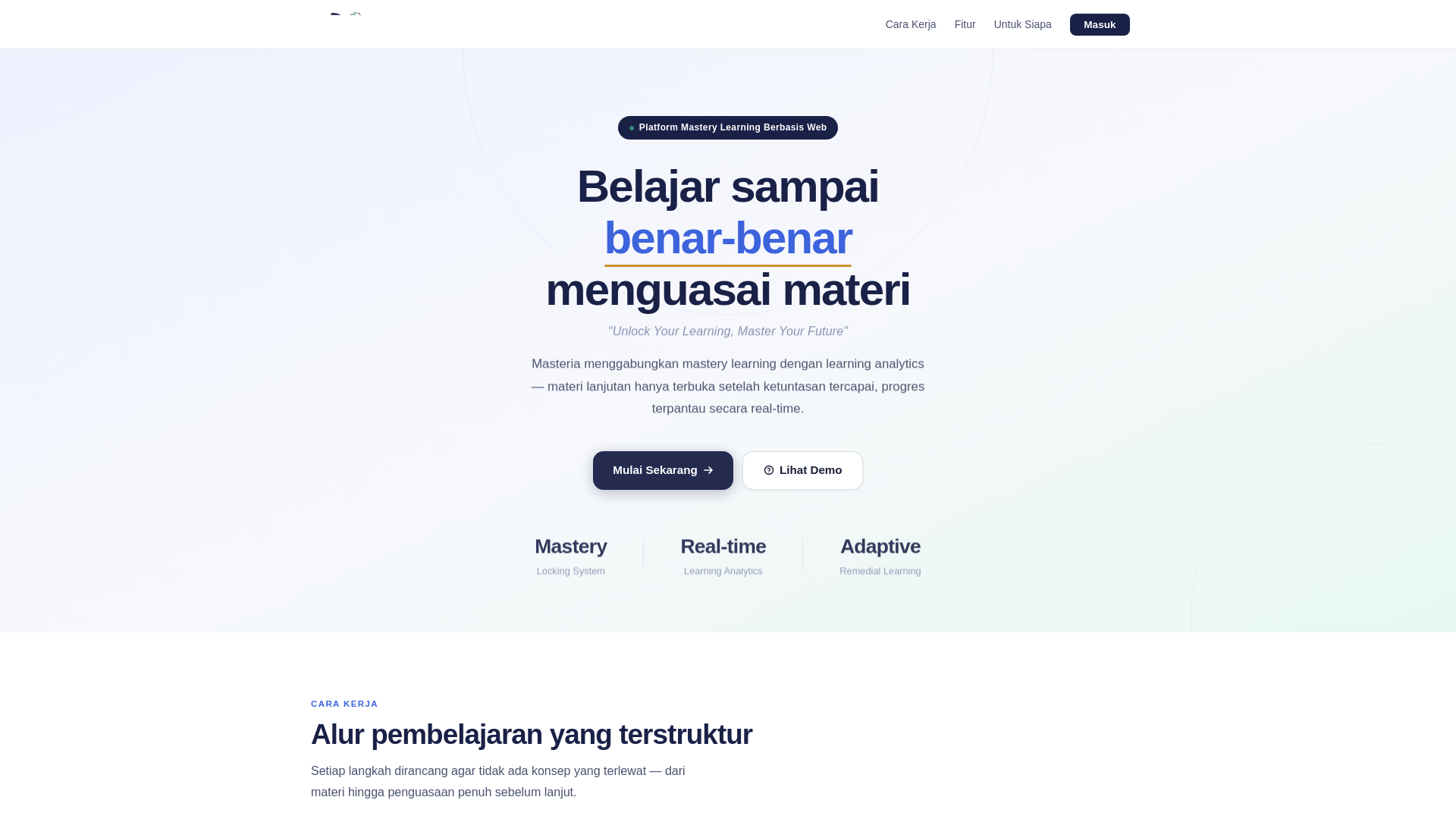 website screenshot of https://masteria-learning.web.id/