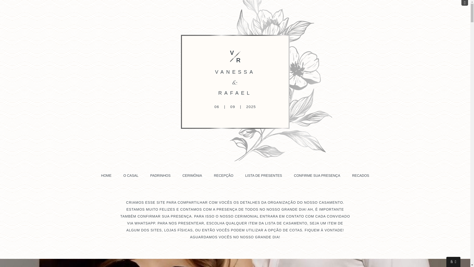 website screenshot of https://casamentovanessaerafael.com.br/