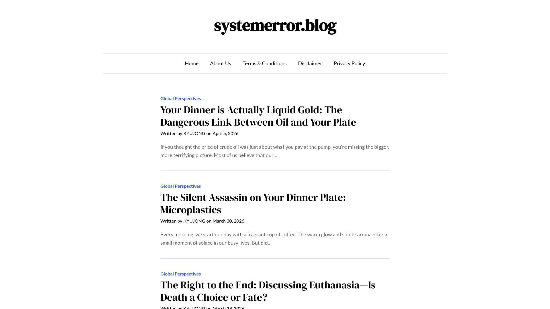 website screenshot of https://systemerror.blog