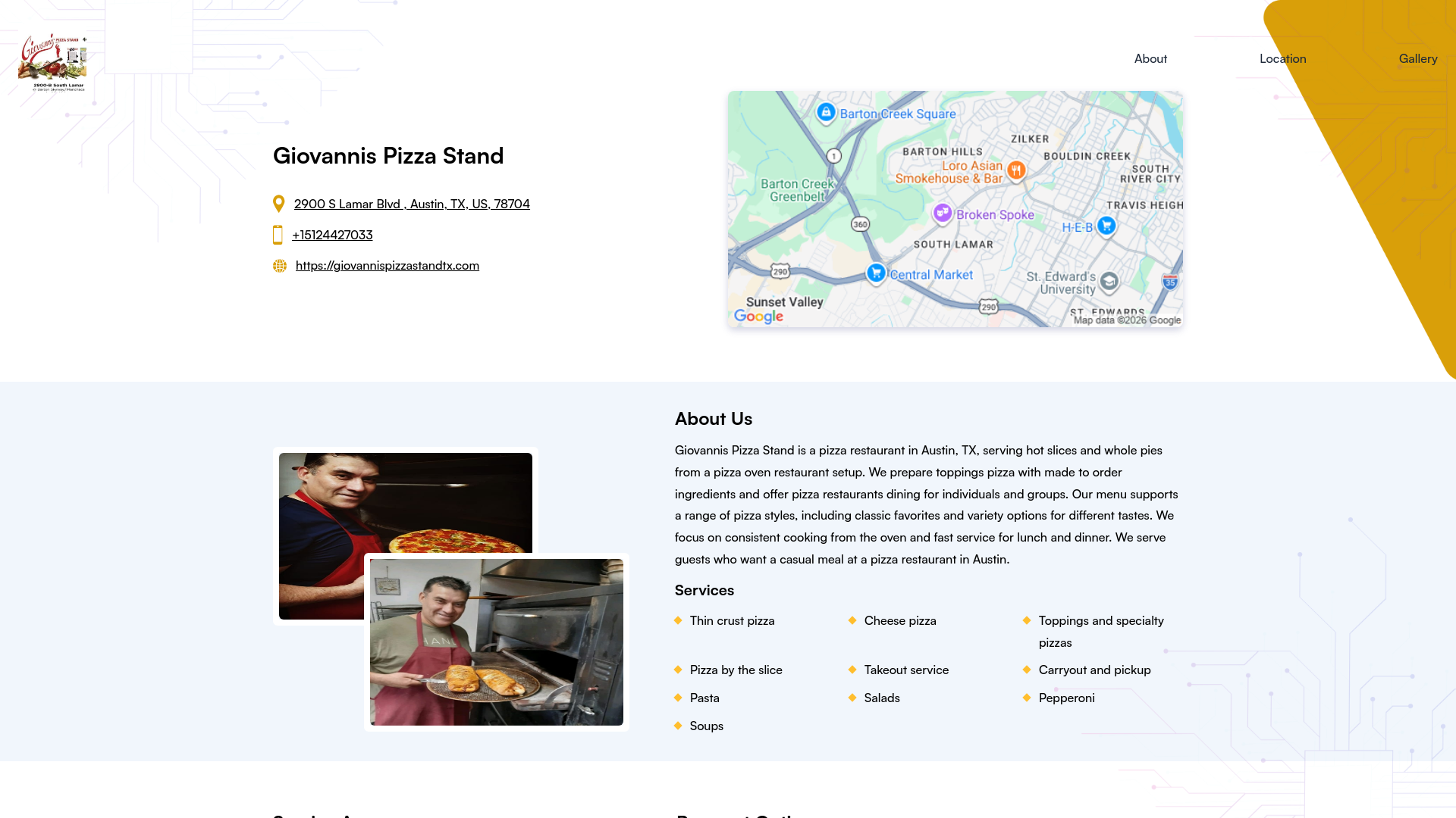 website screenshot of https://giovannispizzastand.online/