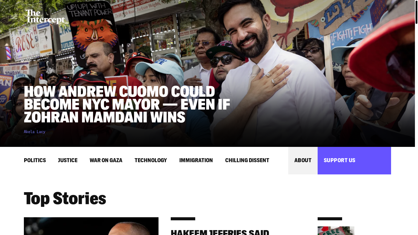 website screenshot of https://theintercept.com/