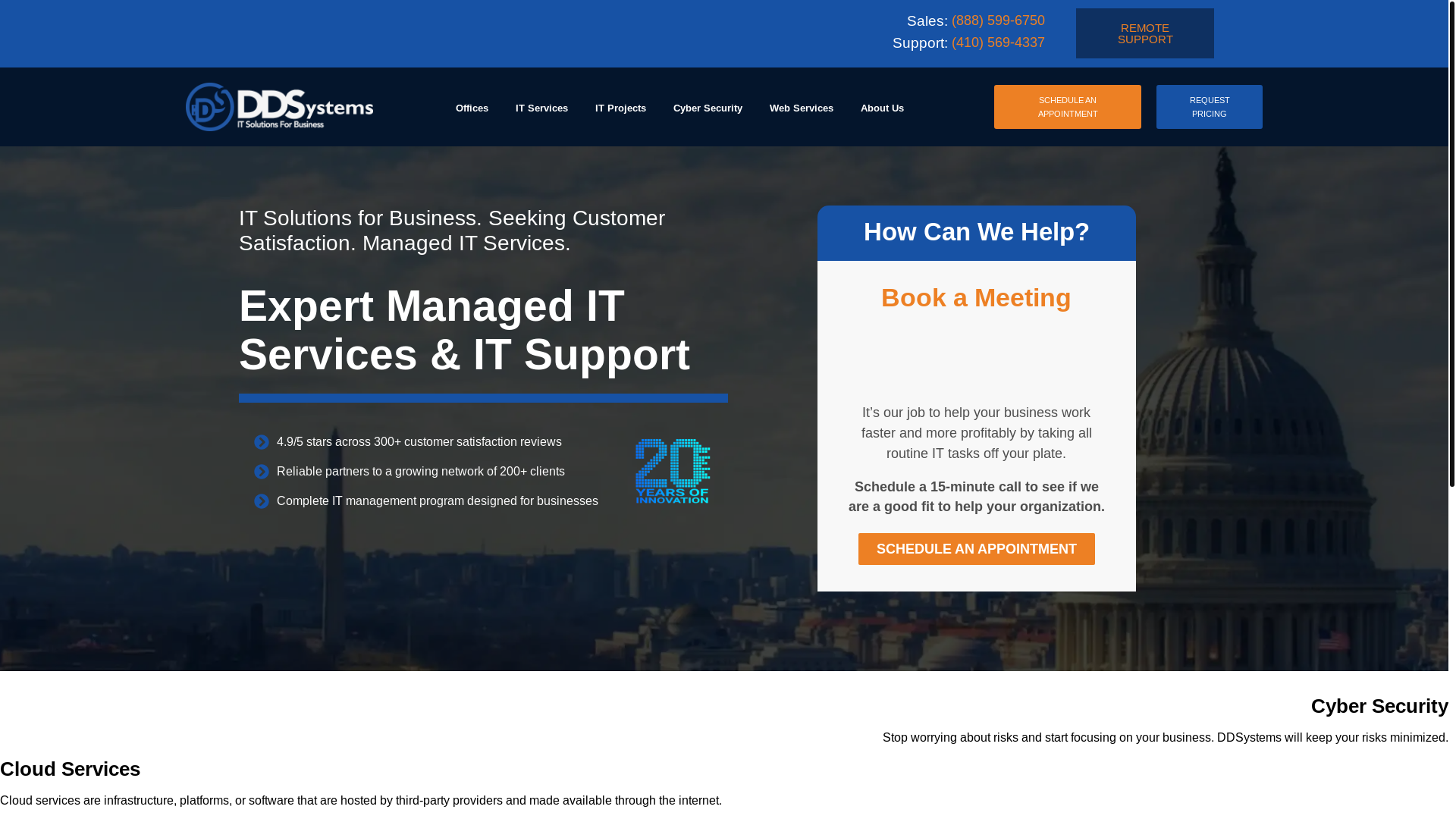 website screenshot of https://ddsystemsmsp.net/