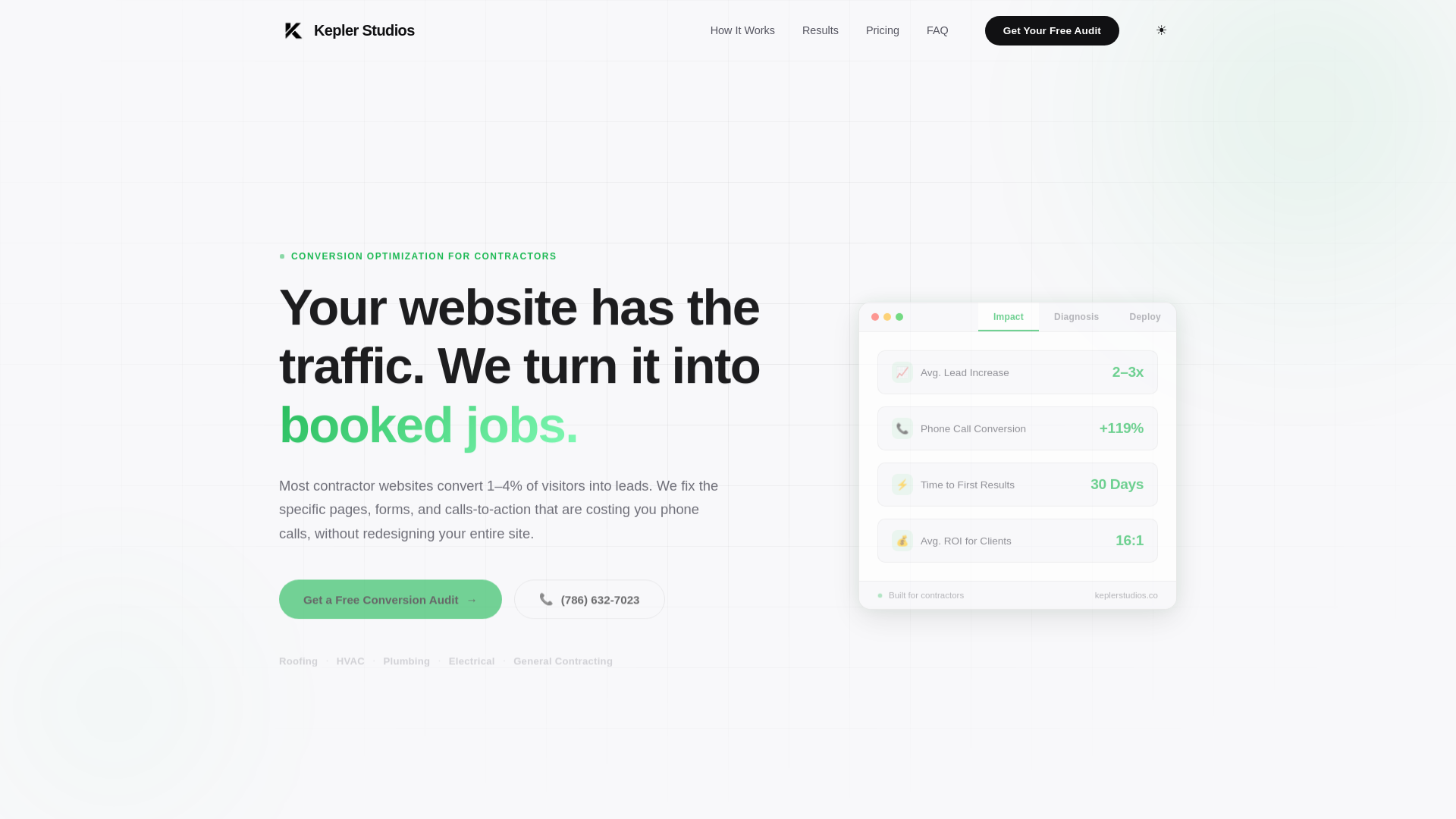 website screenshot of https://trykeplerstudios.co/