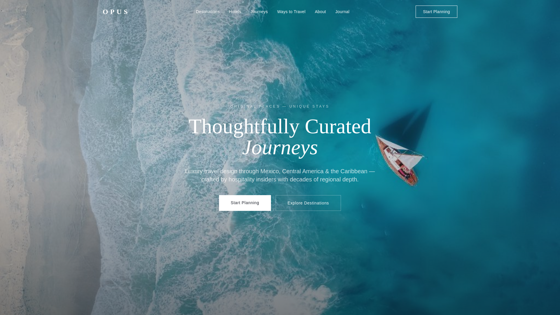 website screenshot of https://opustraveler.com