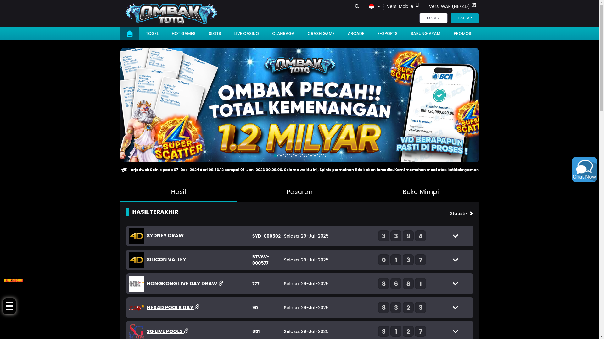 website screenshot of https://ombaktoto10.store/