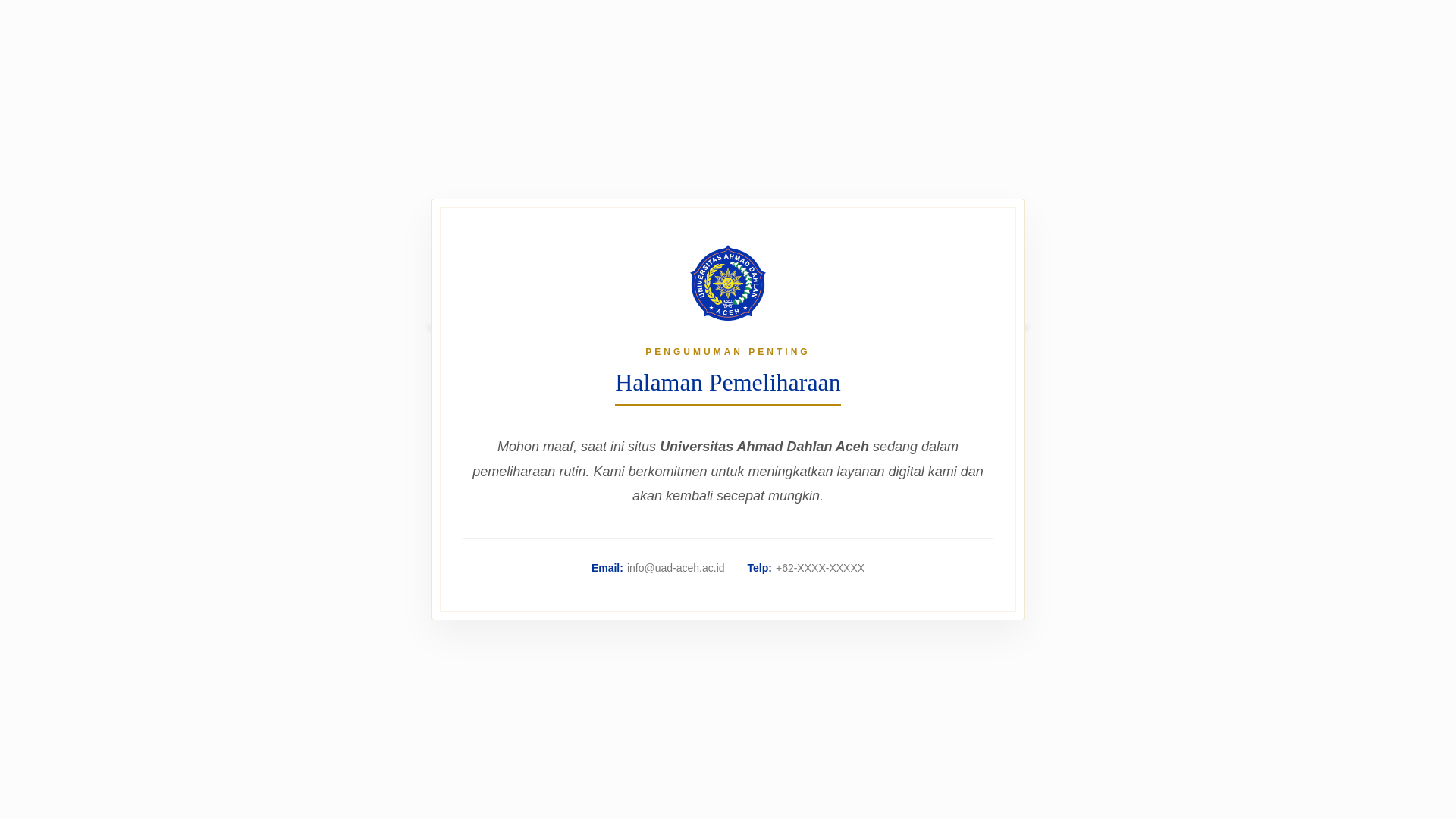 website screenshot of https://uadaceh.ac.id/