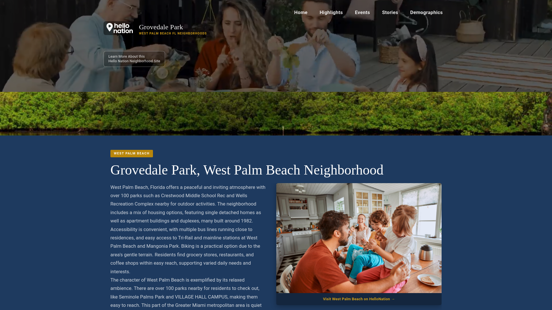 website screenshot of https://grovedaleparkwestpalmbeachneighborhood.org/