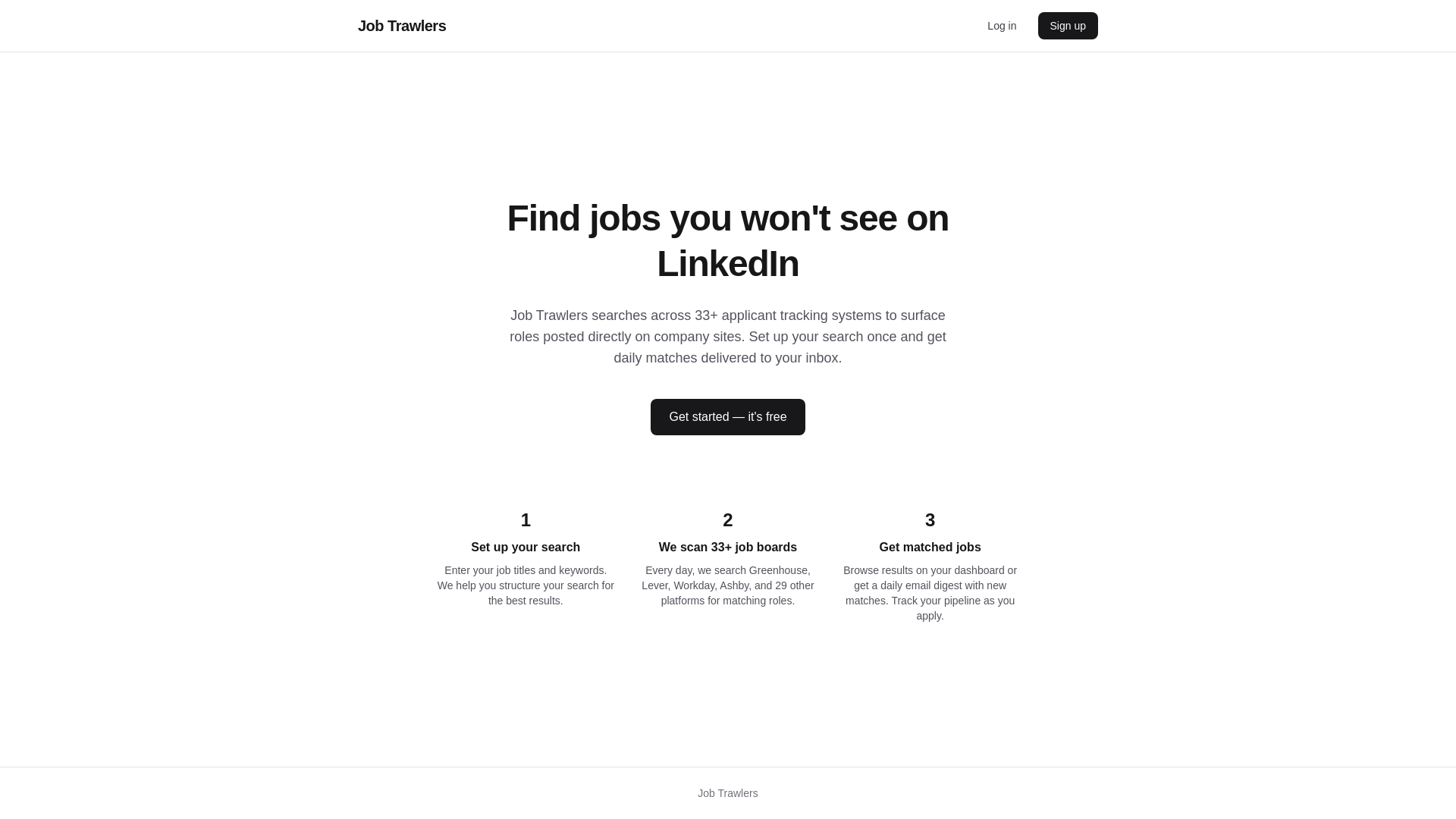 website screenshot of https://jobtrawlers.com/