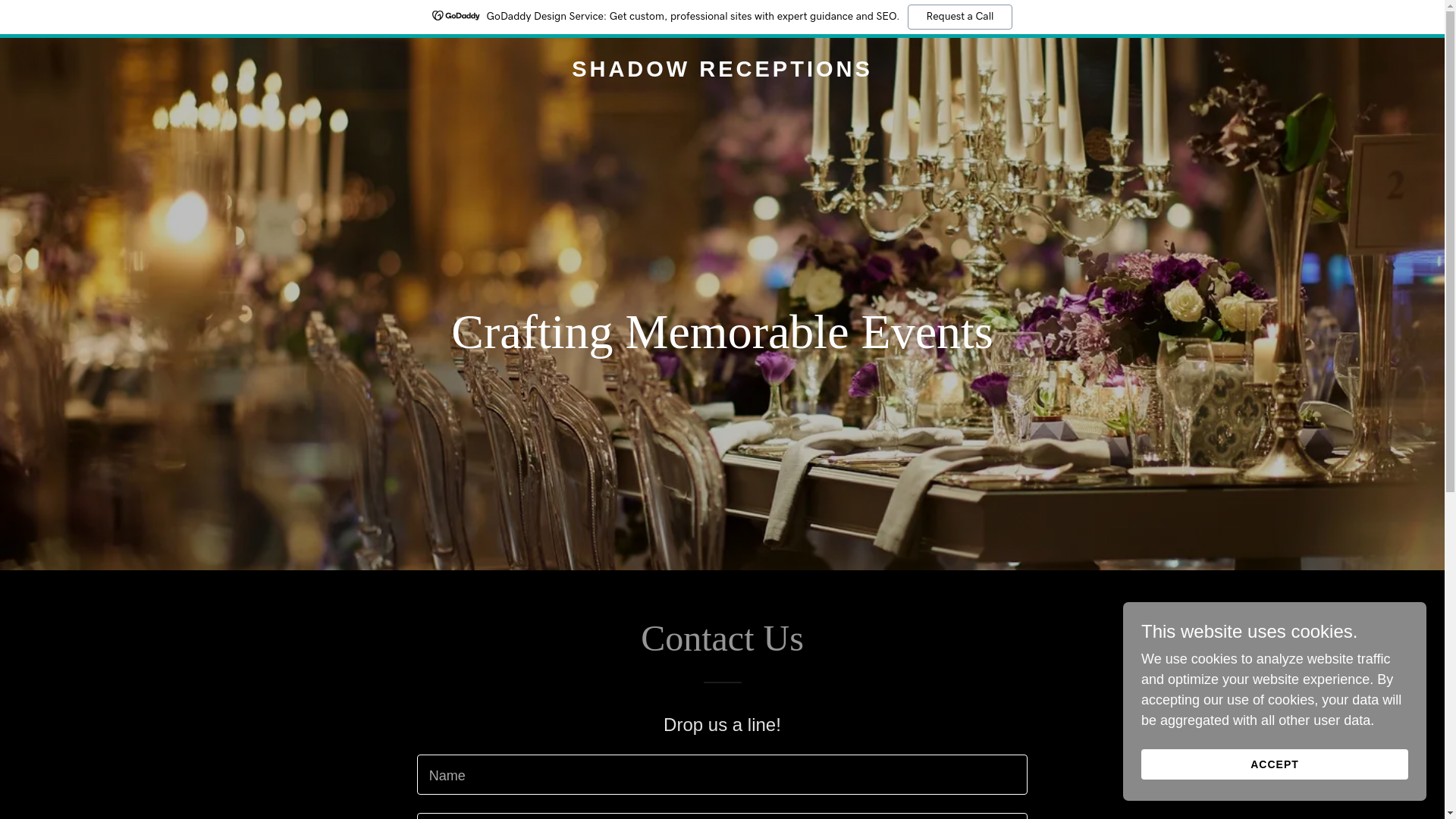 website screenshot of https://shadowreceptions.com/