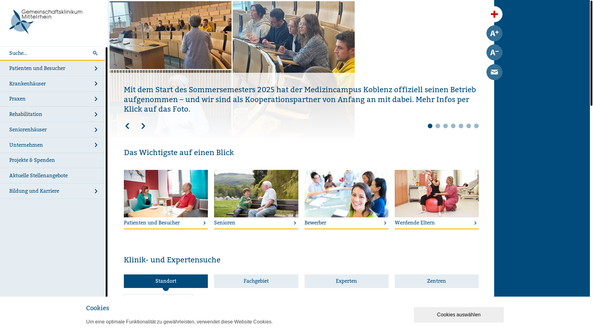 website screenshot of https://gemeinschaftsklinikum.eu/