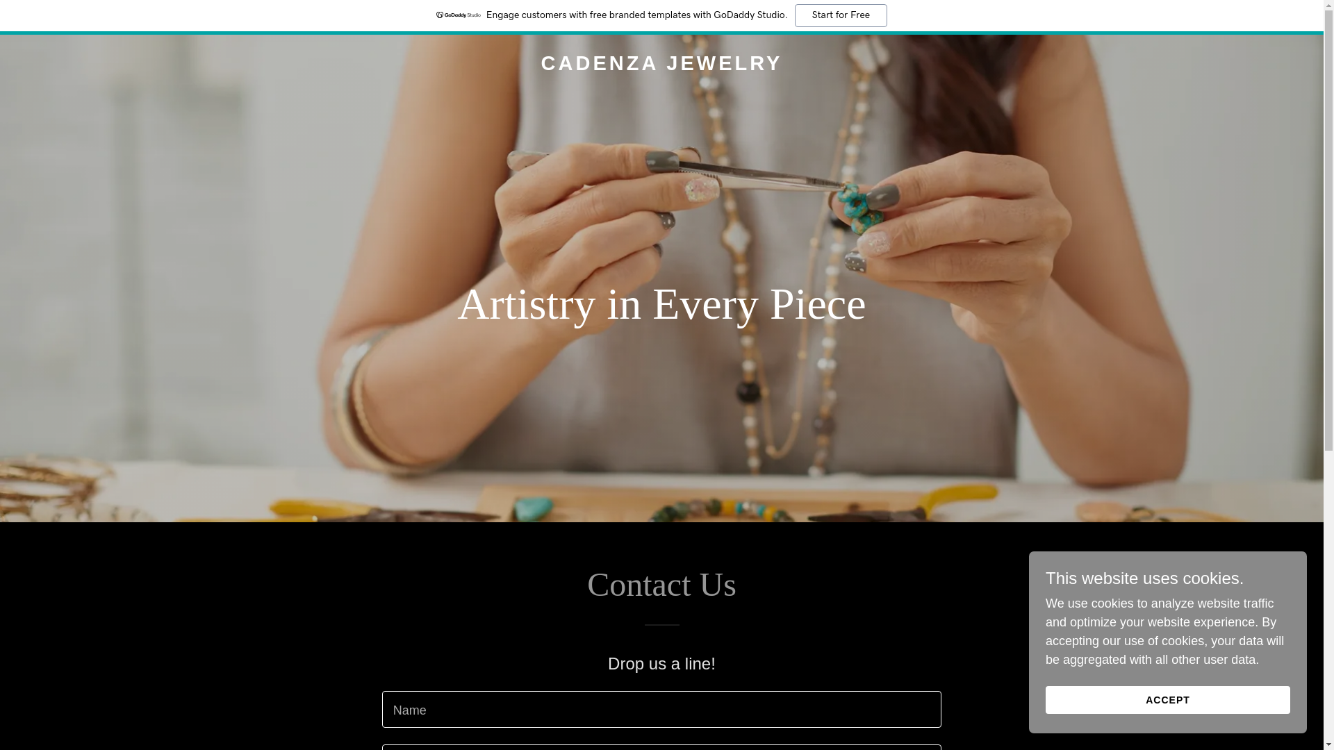 website screenshot of https://cadenzajewelry.com/