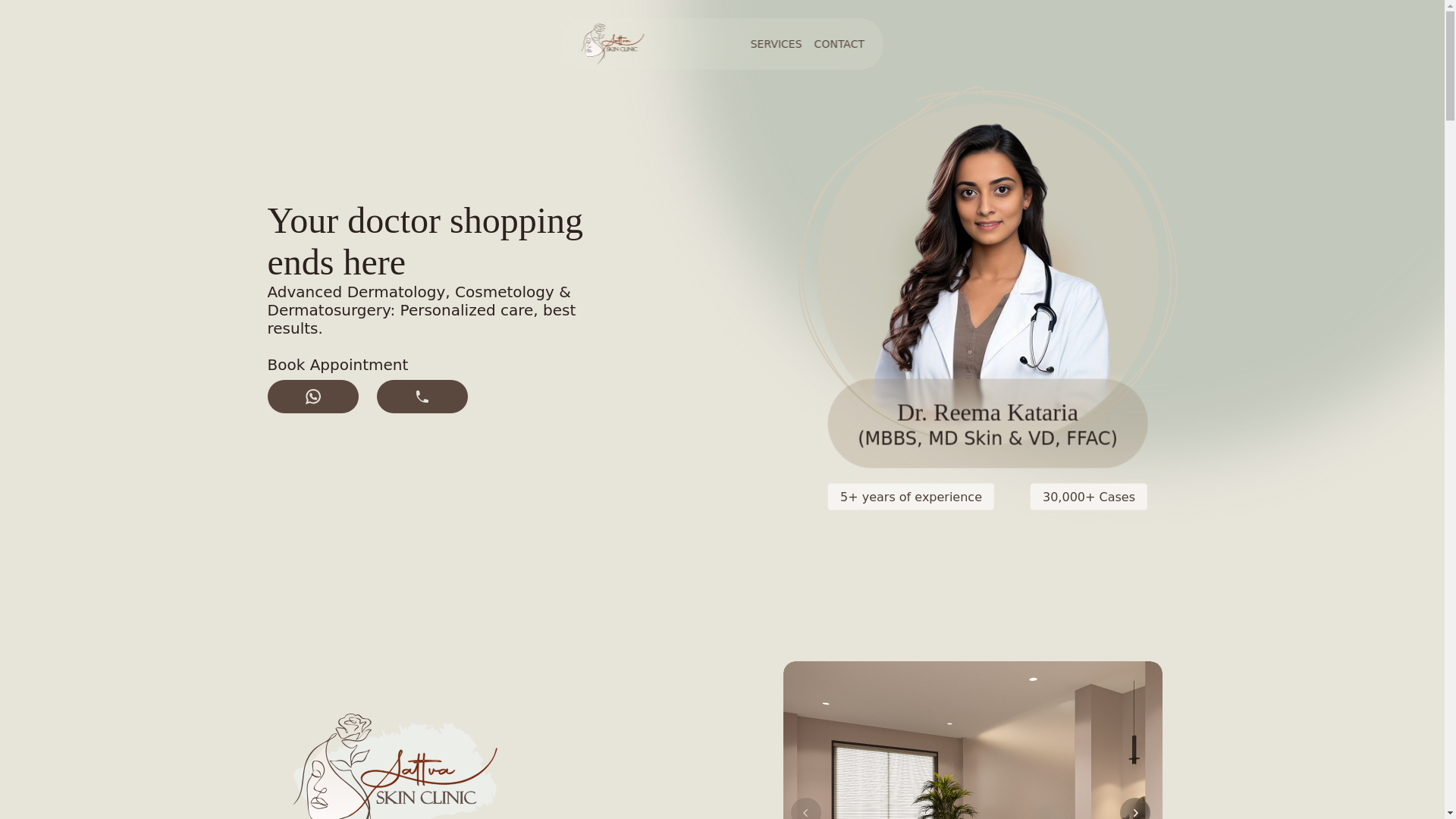 website screenshot of https://sattvaskin.pages.dev/