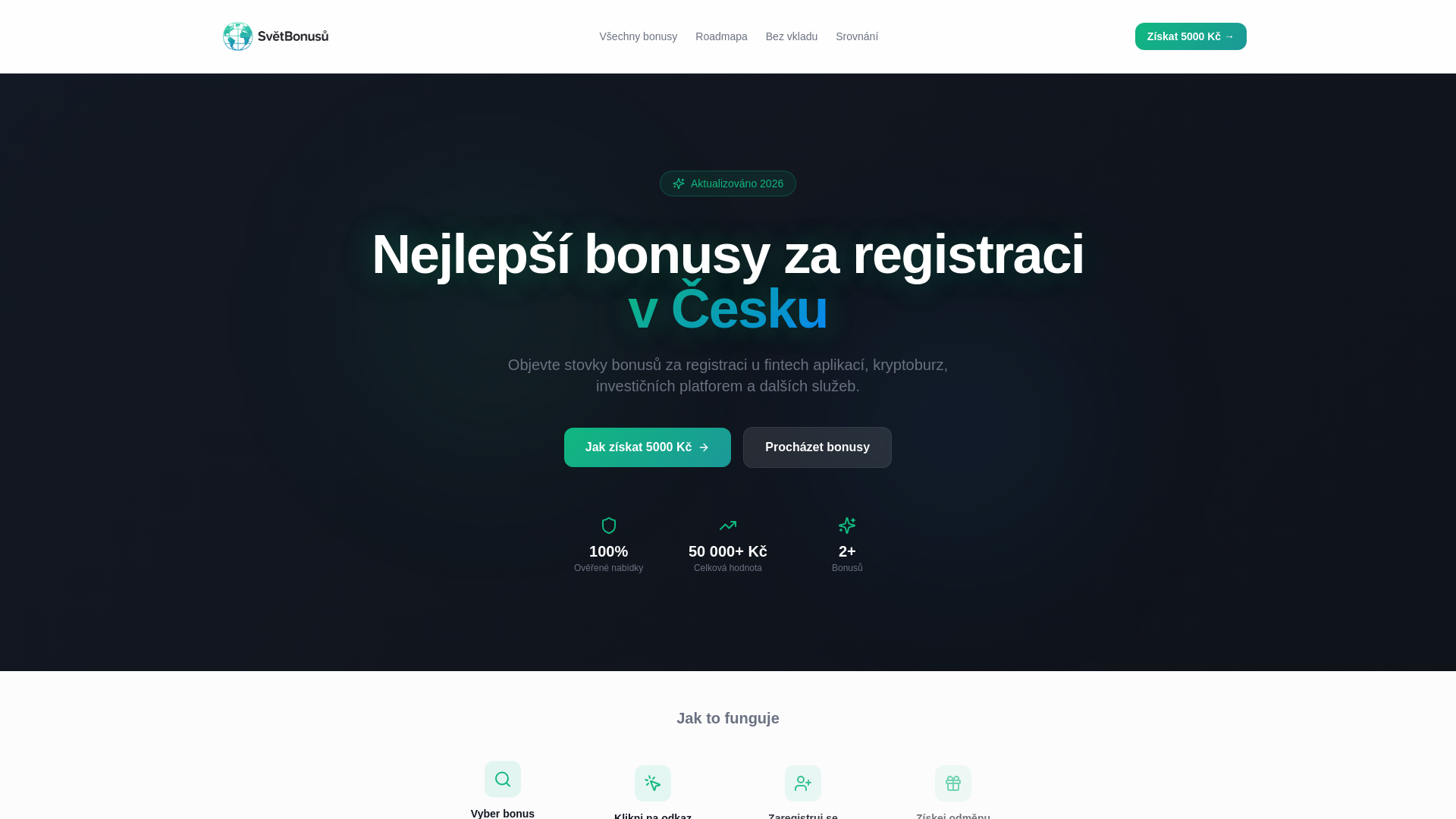 website screenshot of https://svetbonusu.cz