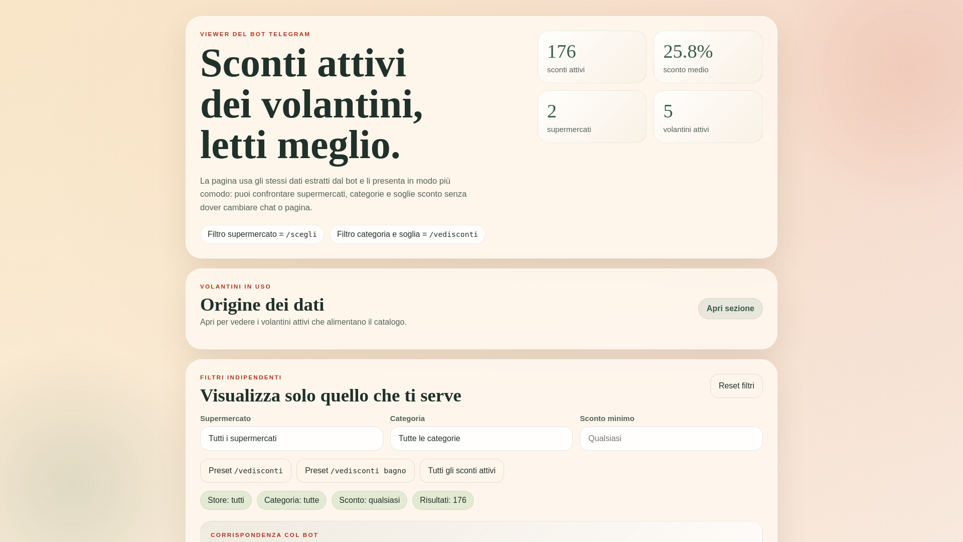website screenshot of https://volantino-bot-viewer.pages.dev/
