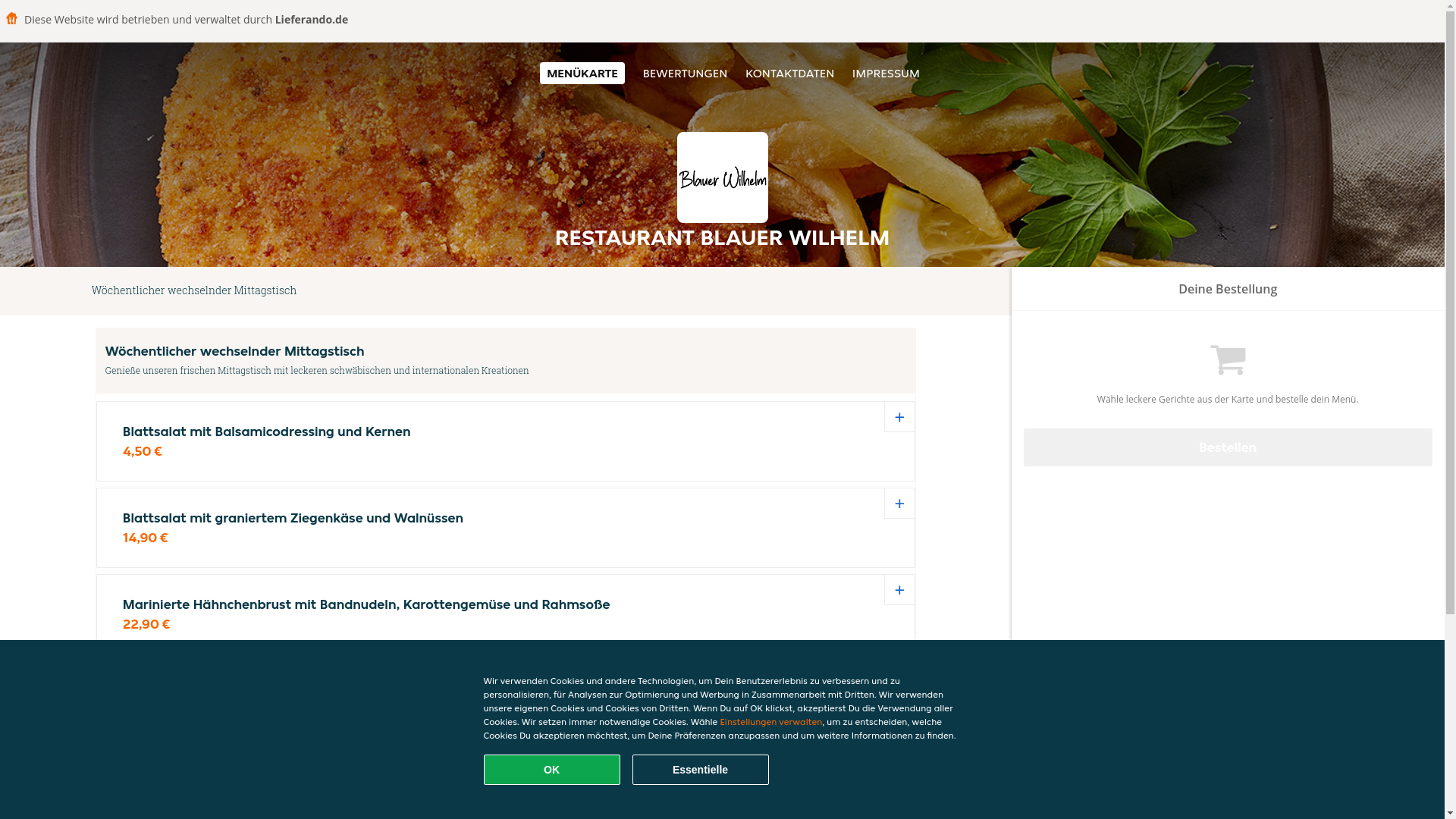 website screenshot of https://restaurantblauerwilhelm-esslingenamneckar.de/