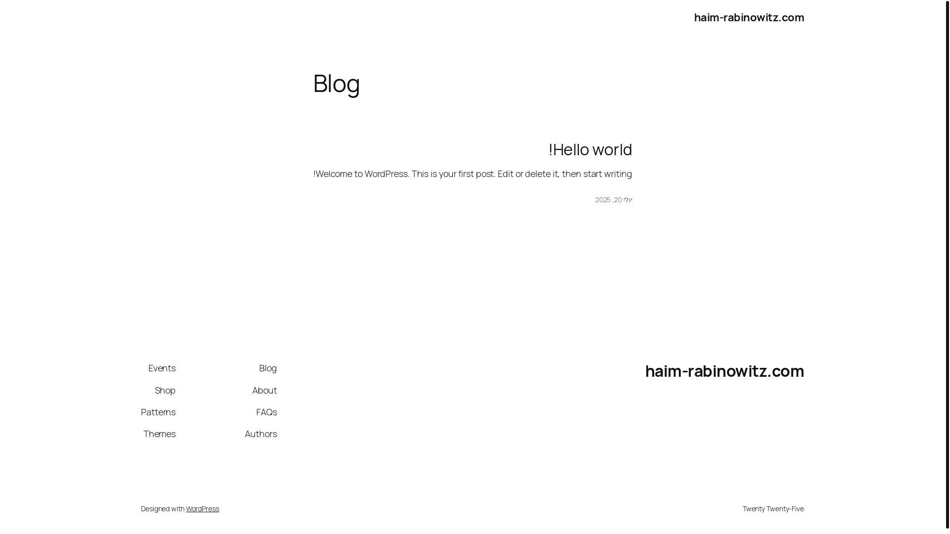 website screenshot of https://haim-rabinowitz.com/
