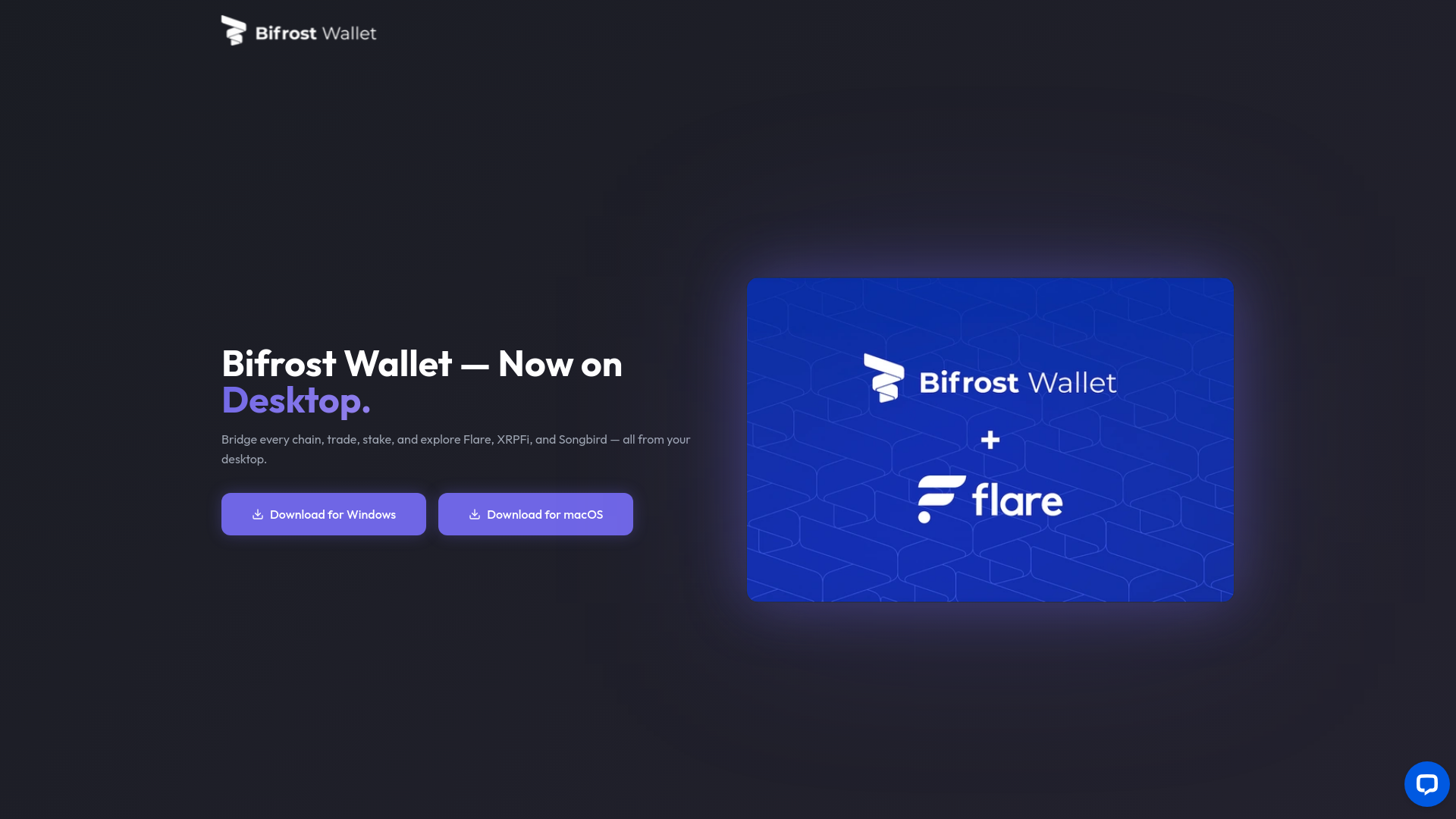 website screenshot of https://bifrostdesktopwallets.io
