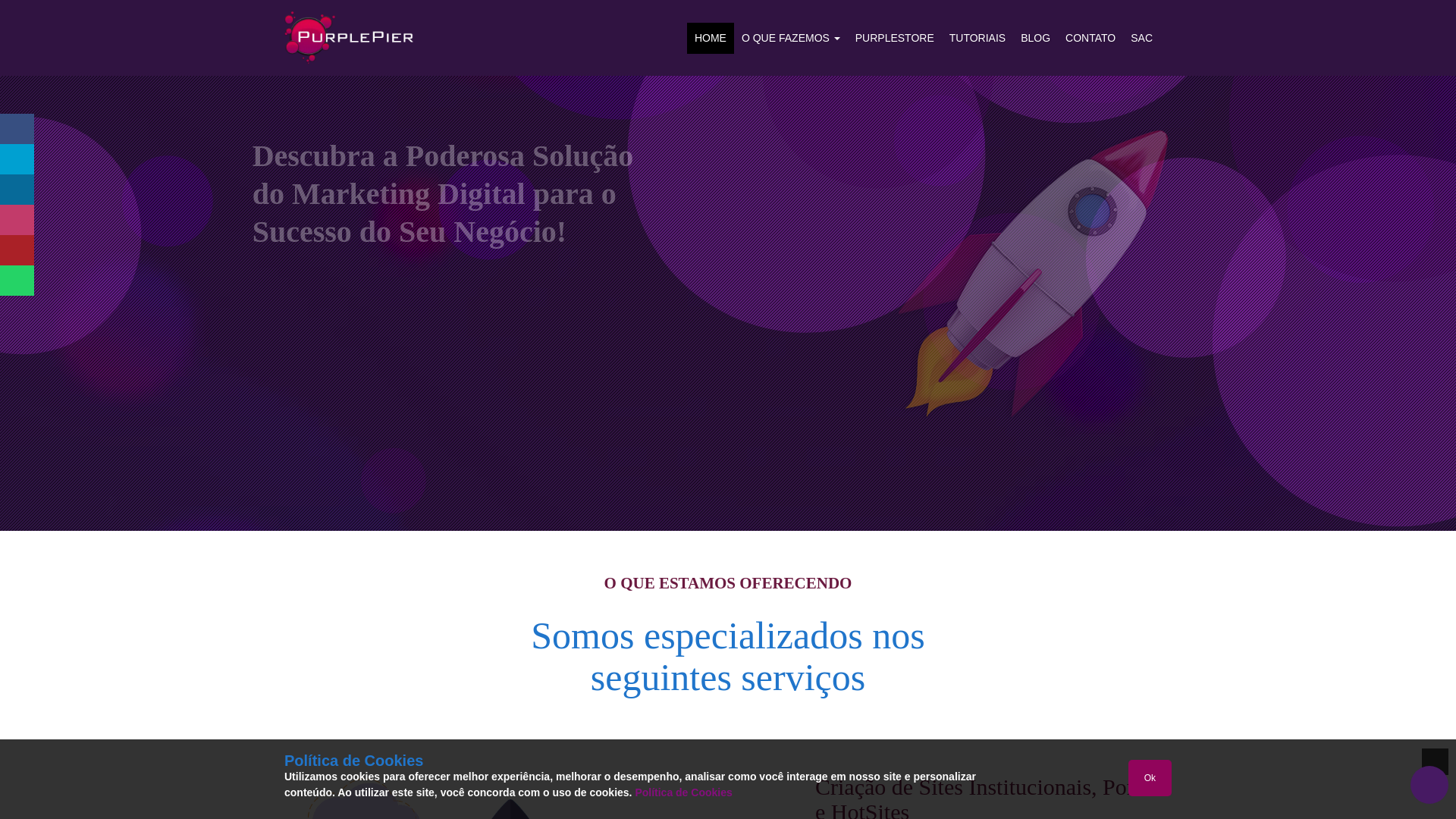 website screenshot of https://purplepier.com.br