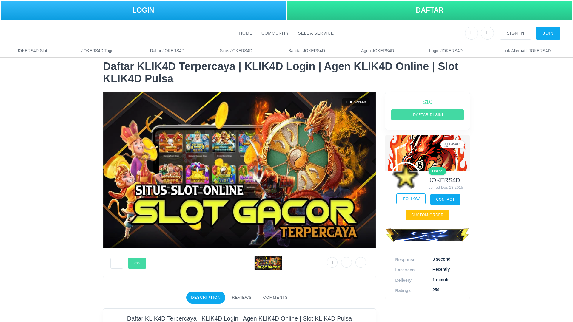 website screenshot of https://klik4d-login.pages.dev/
