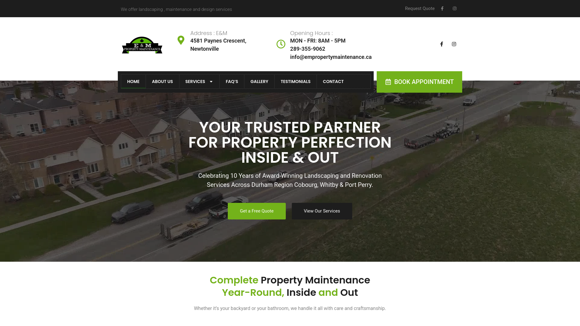 website screenshot of https://empropertymaintenance.ca