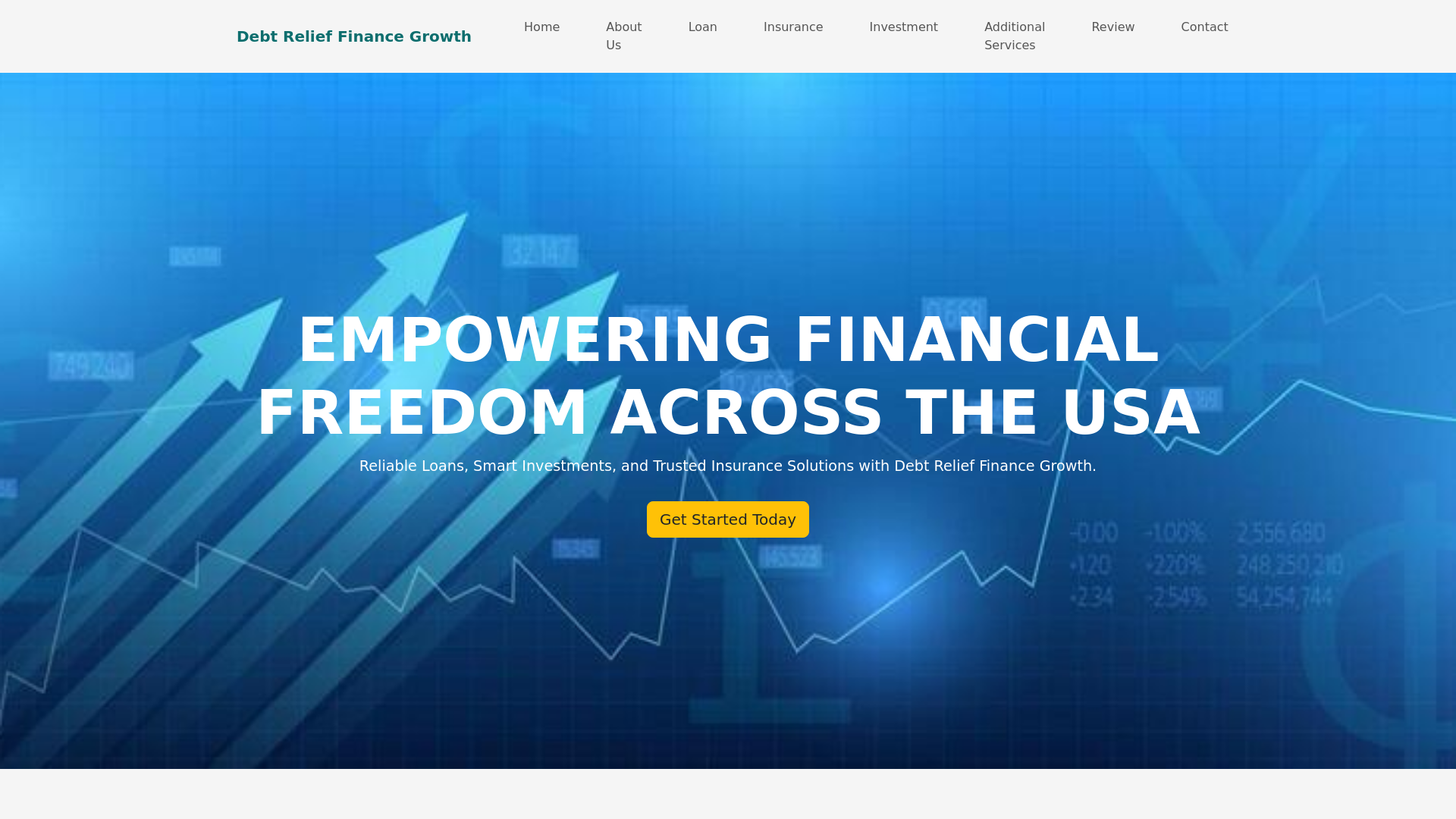 website screenshot of https://debtrelieffinancegrowth.info/