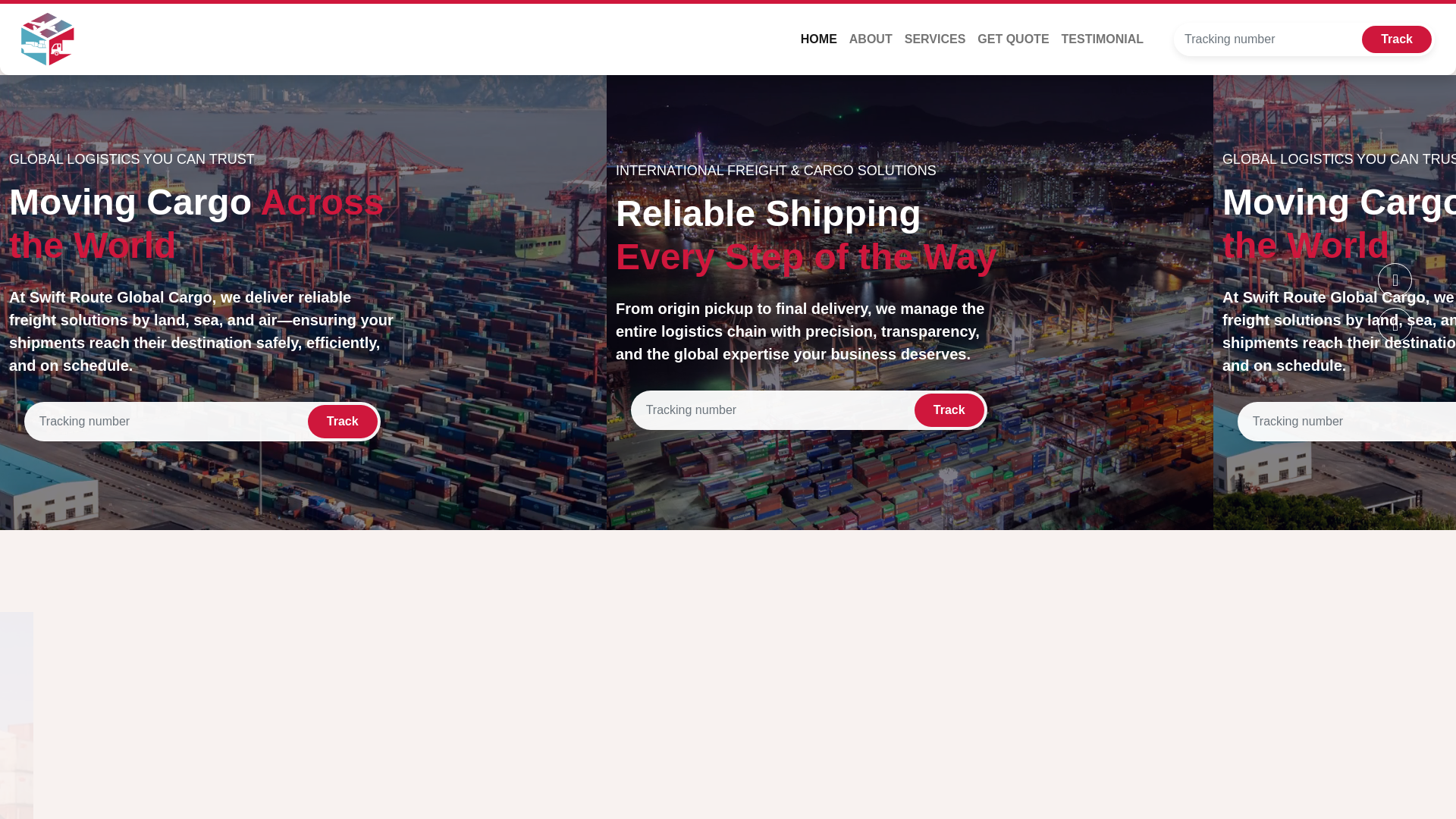 website screenshot of https://swiftrouteglobalcargo.com/
