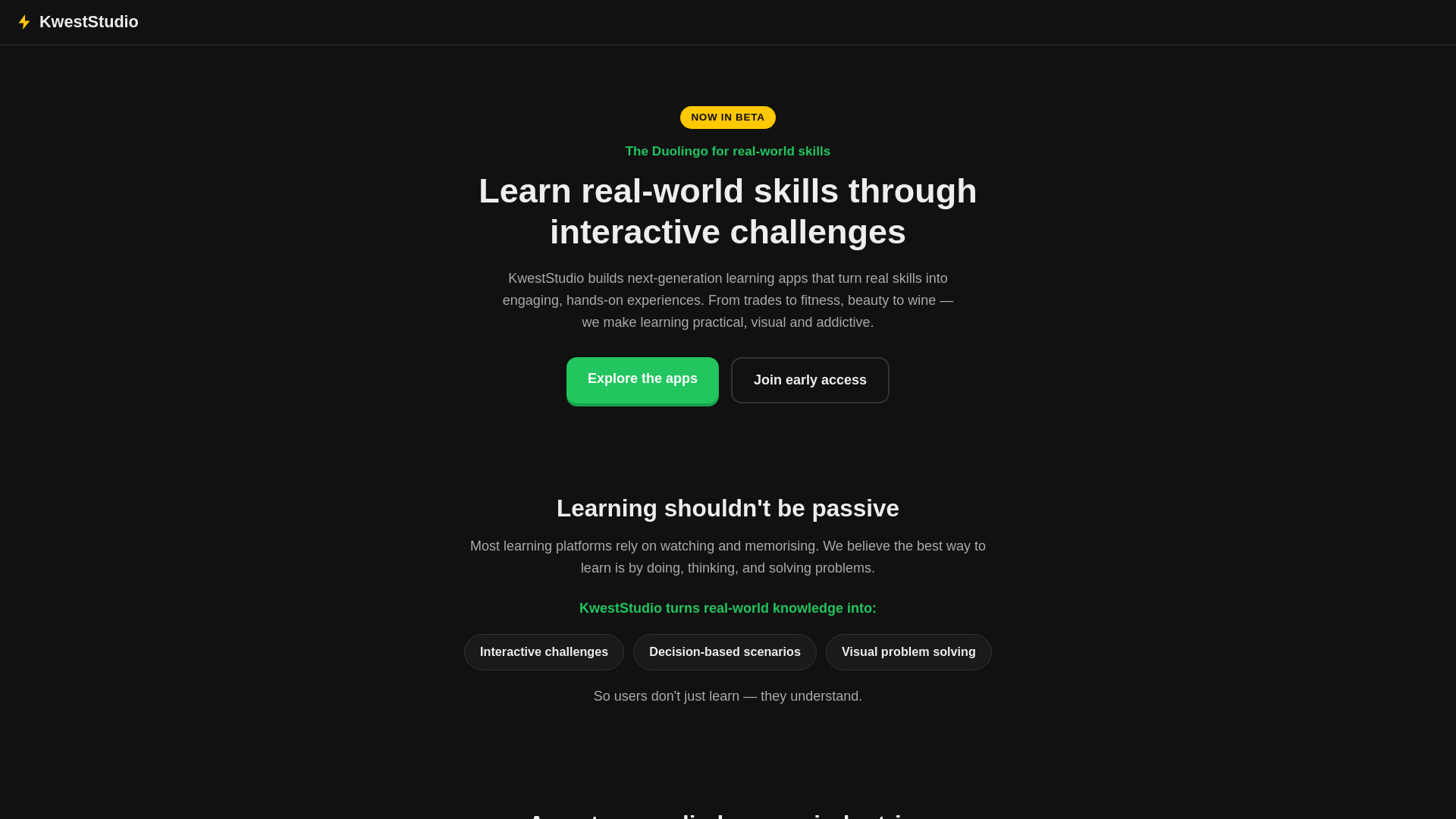 website screenshot of https://kweststudio.pages.dev/