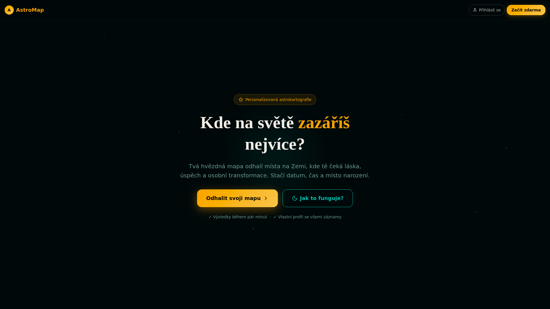 website screenshot of https://astromap.one/