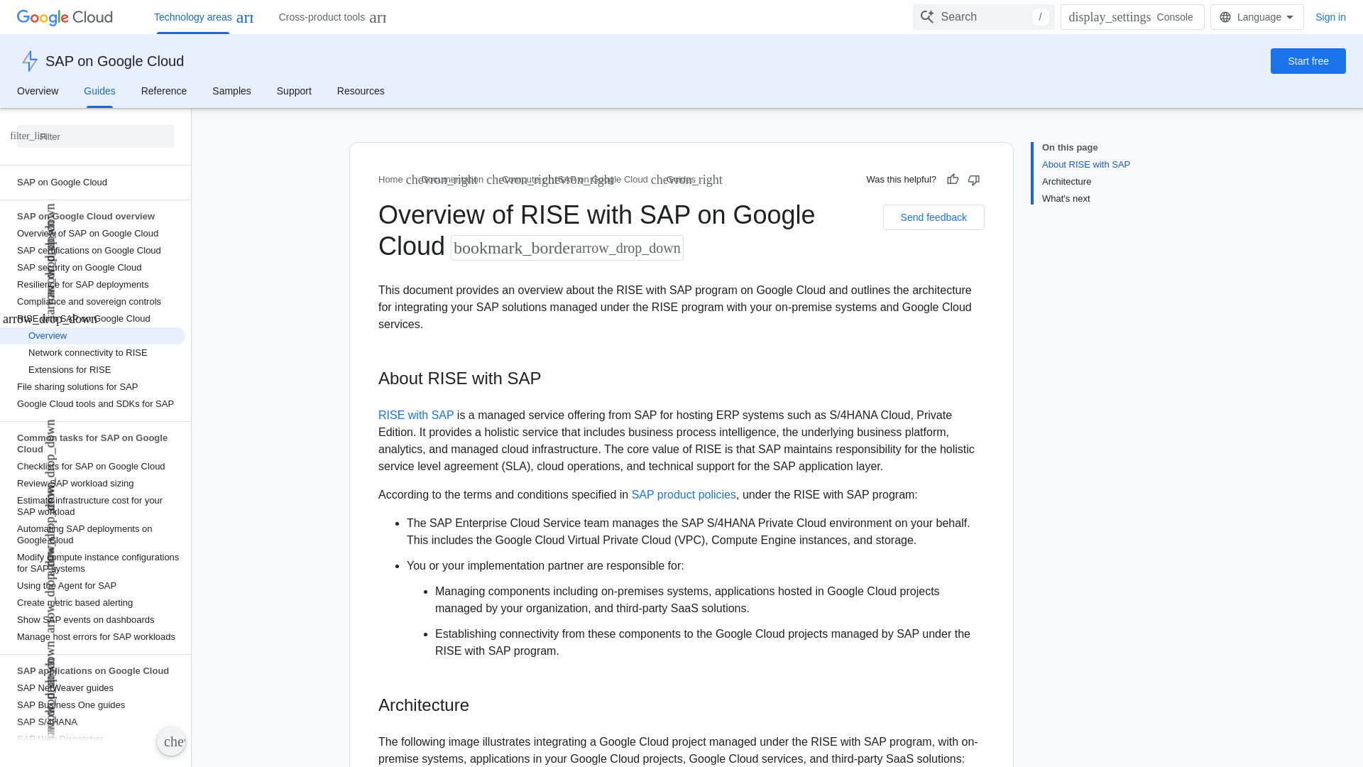 website screenshot of https://docs.cloud.google.com/sap/docs/rise-overview